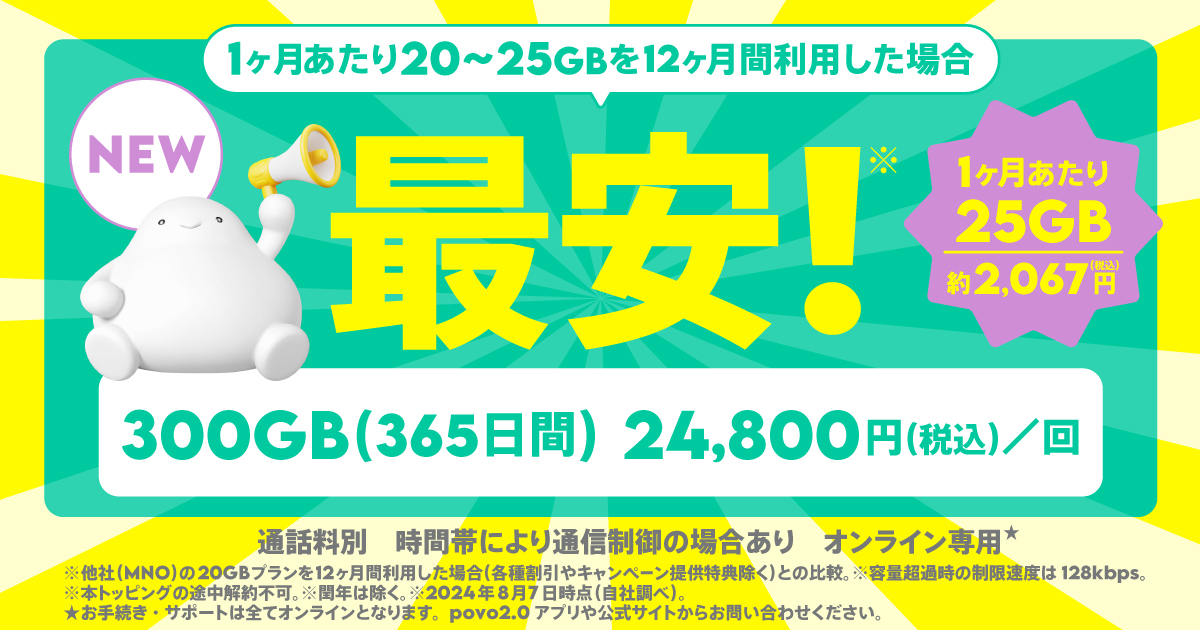 データ追加300GB（365日間）