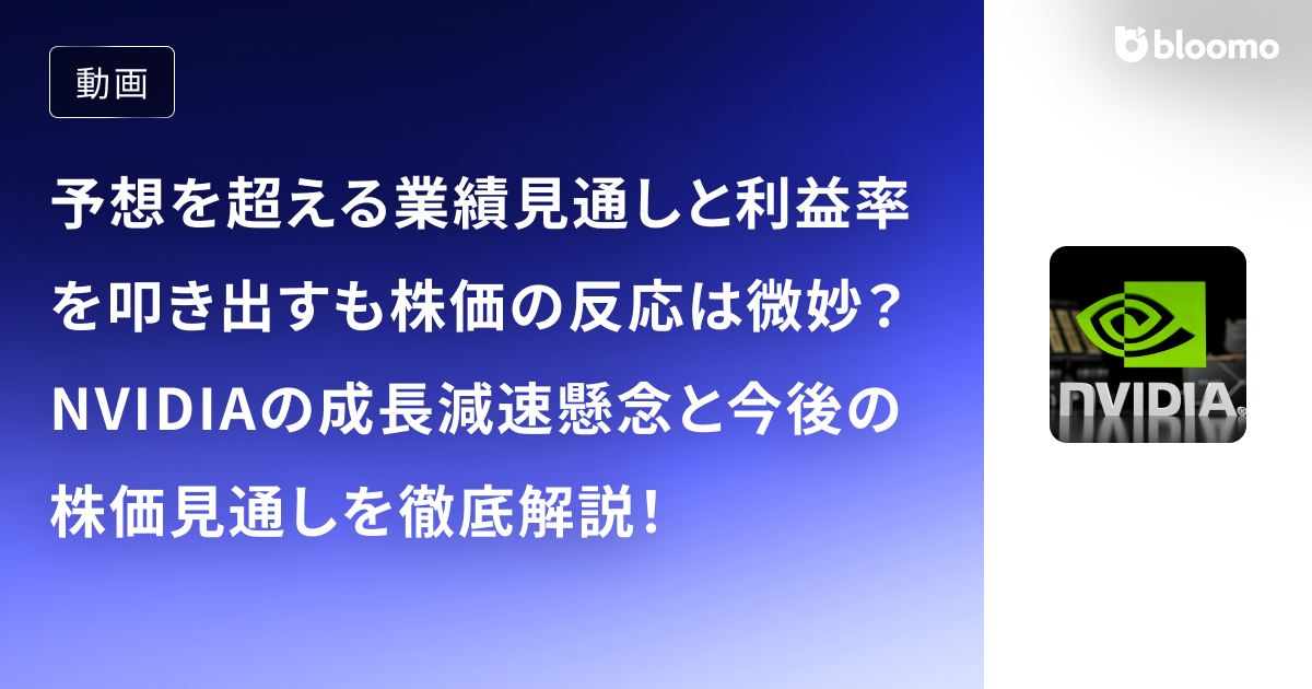 予想を超える業績見通しと利益率を叩き出すも株価の反応は微妙？NVIDIAの成長減速懸念と今後の株価見通しを徹底解説！ / 米国株