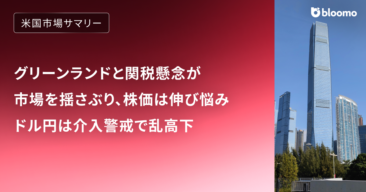 グリーンランドと関税懸念が市場を揺さぶり、株価は伸び悩み・ドル円は介入警戒で乱高下｜米国市場サマリー