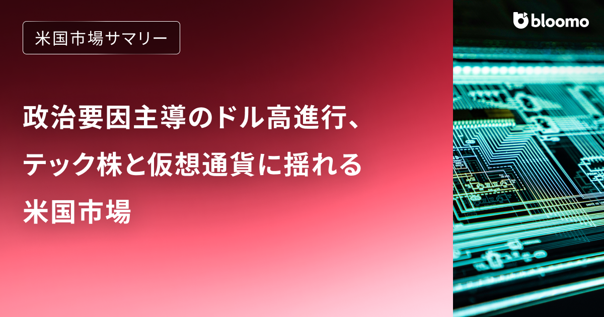 ドル高進行、テック株と仮想通貨に揺れる米国市場｜米国市場サマリー