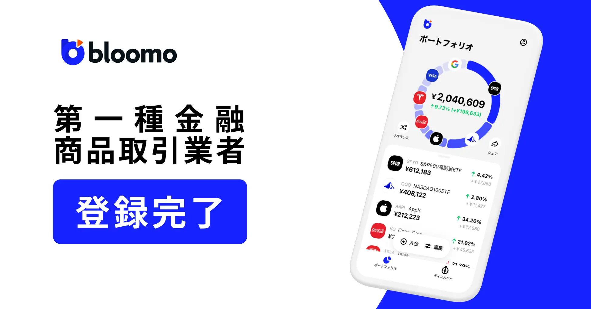 日本初(※)・長期資産形成に特化した証券会社のブルーモ・インベストメント、第一種金融商品取引業者登録完了のお知らせ | ブルーモ証券 ｜世界基準の資産運用サービス（米国株・NISA）