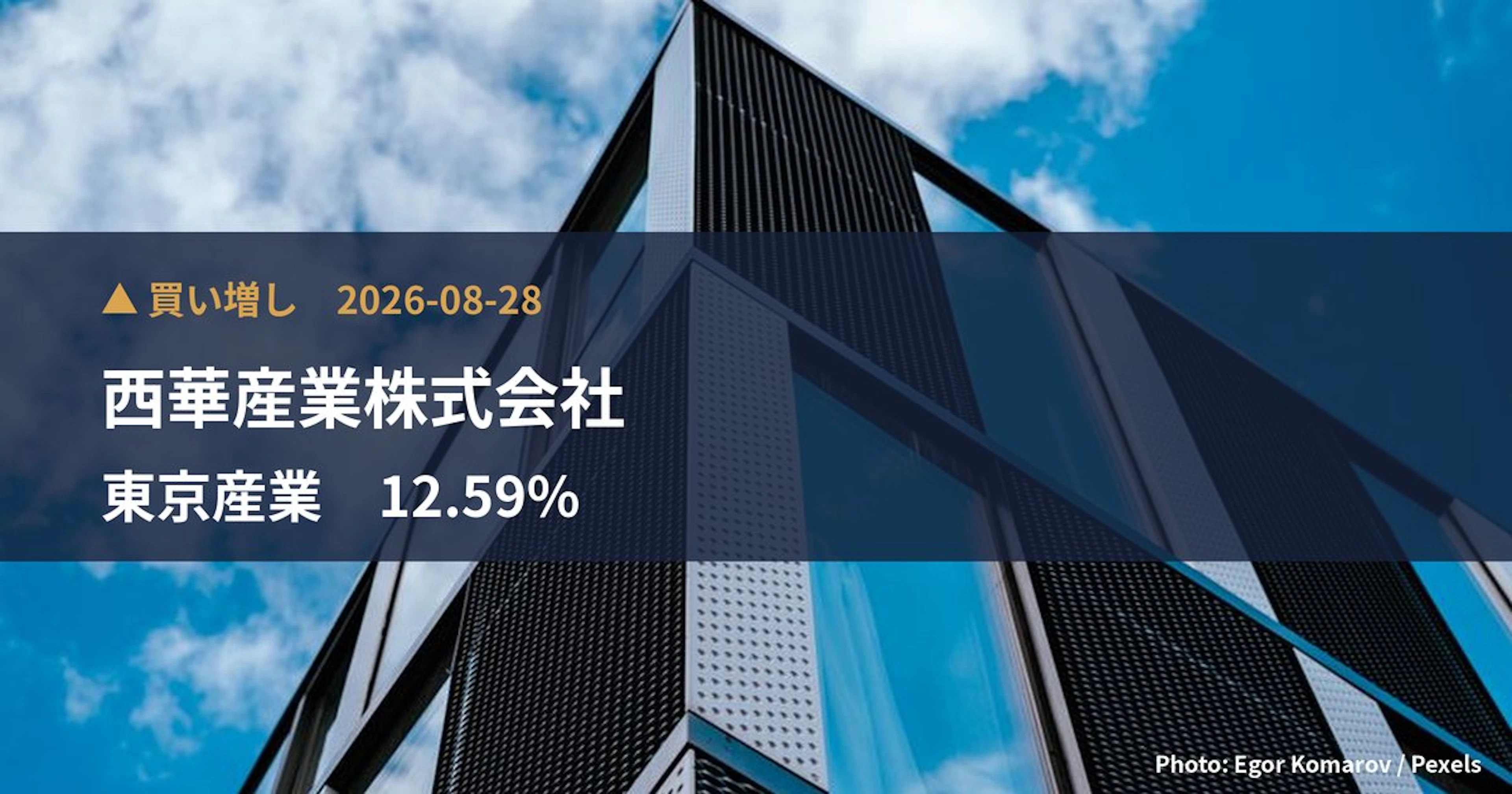 Seika Sangyo Raises Stake in Tokyo Sangyo (8070) to 12.59% | Large Shareholding Report
