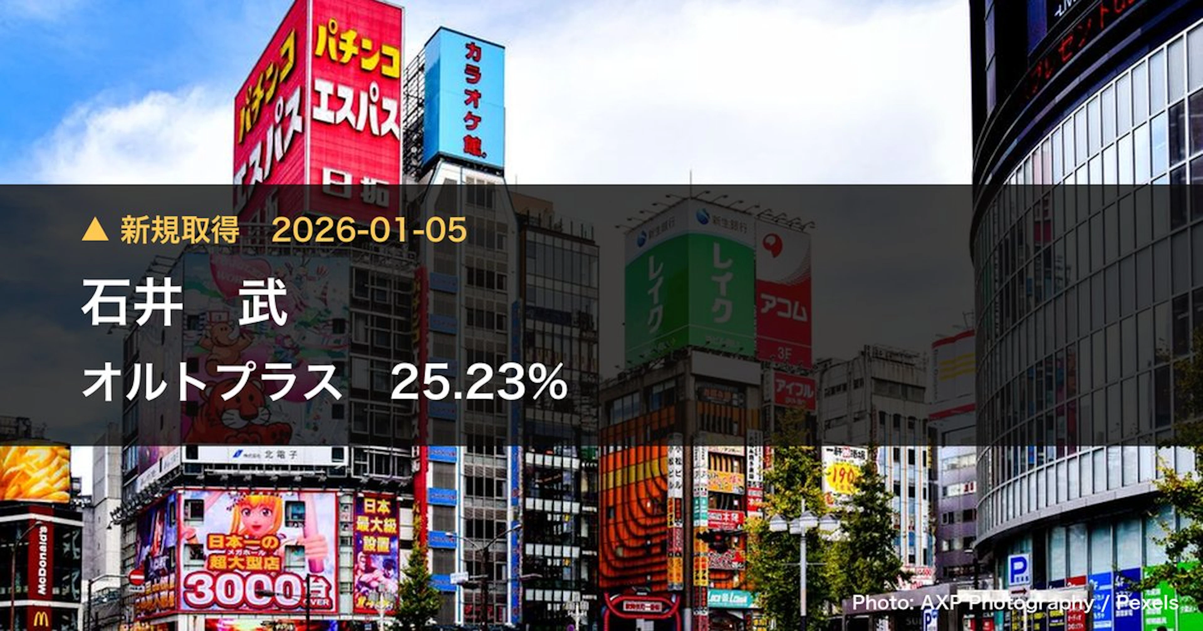 オルトプラス（3672）、石井 武が25.23%を新規保有｜大量保有報告書