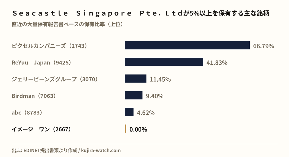Seacastle Singapore Pte.Ltdが5%以上を保有する主な銘柄