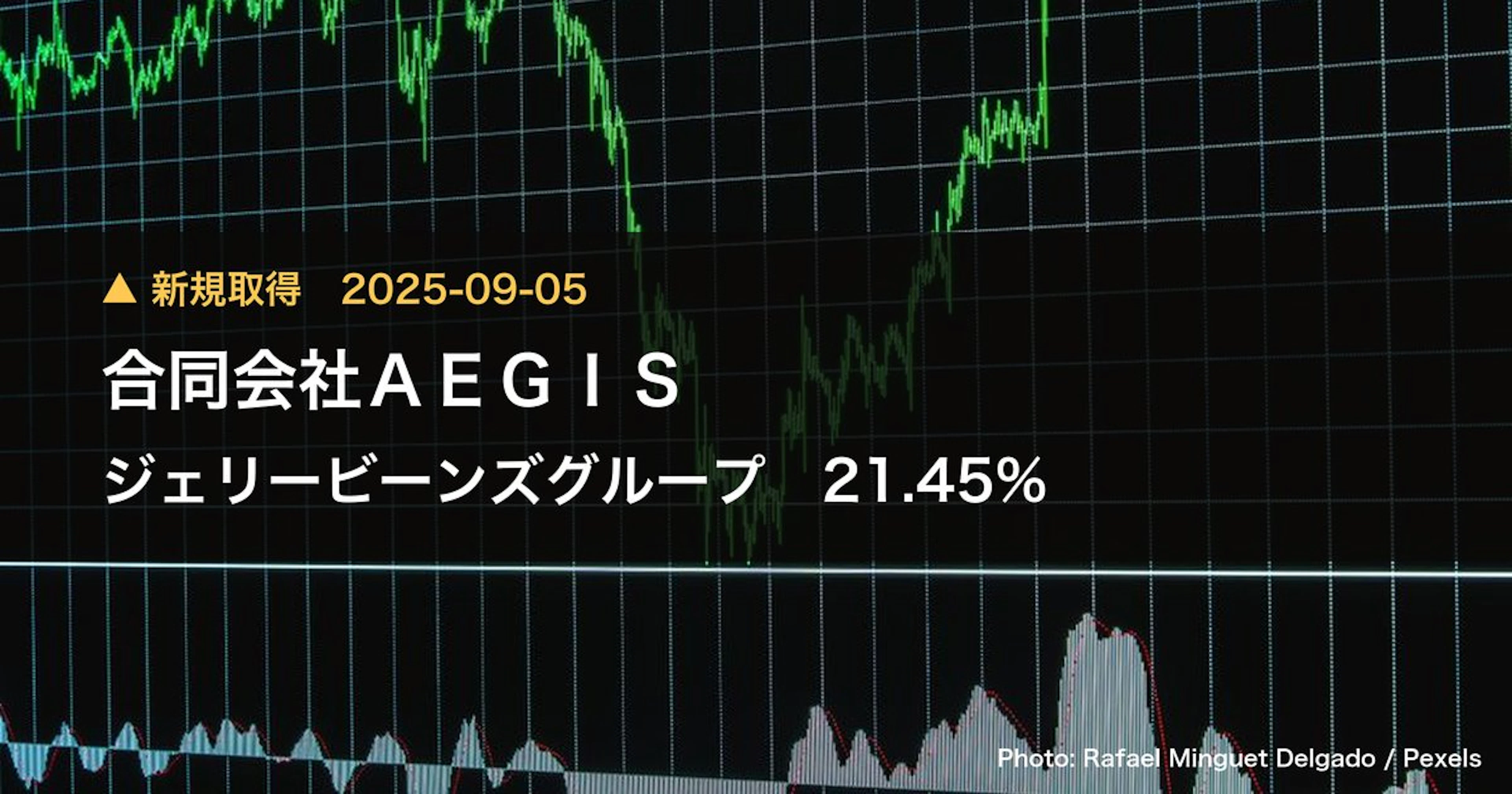 ジェリービーンズグループ（3070）、合同会社AEGISが21.45%を新規保有｜大量保有報告書