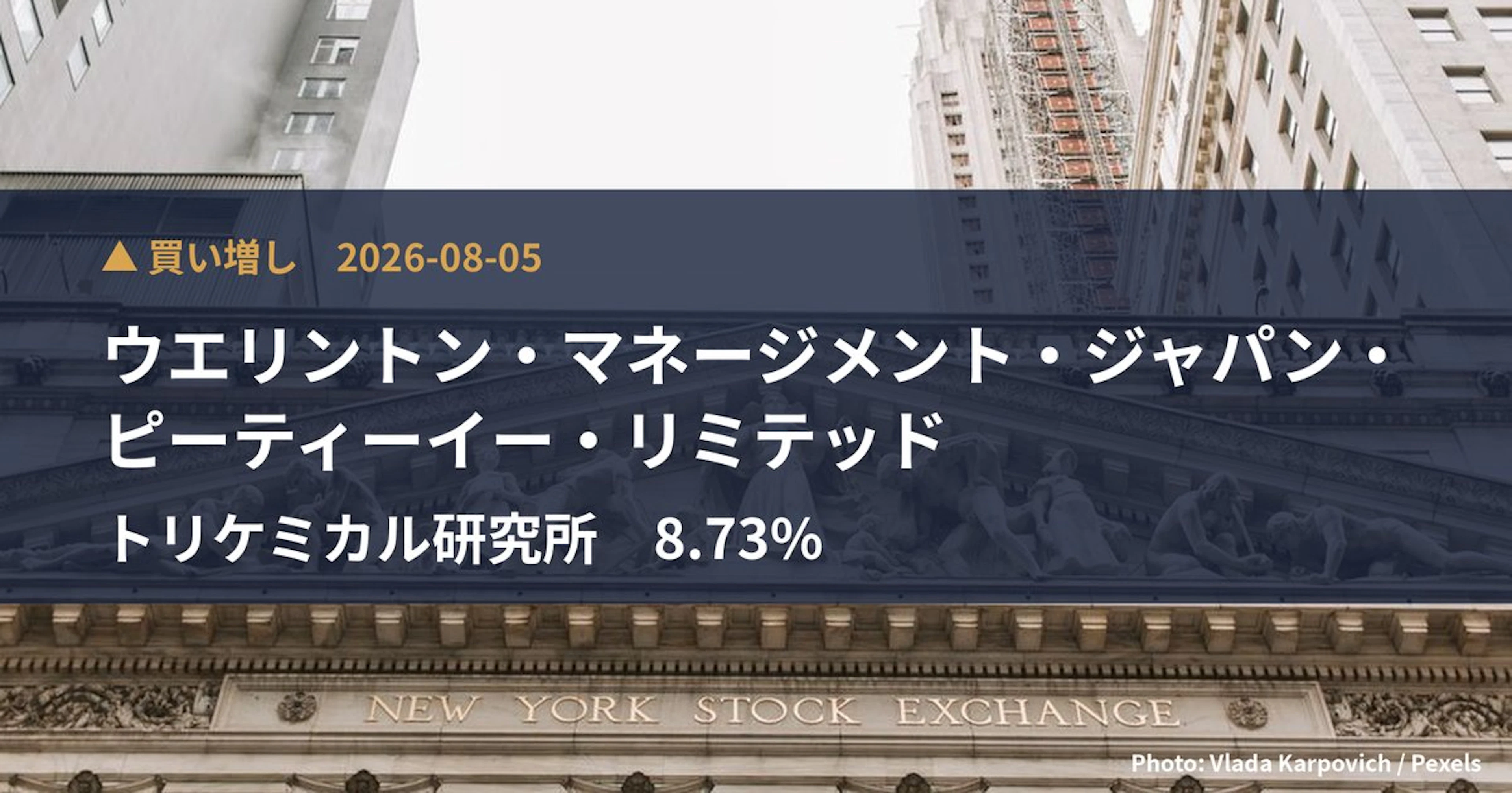 トリケミカル研究所(4369)、ウエリントン・マネージメント・ジャパン・…が保有比率8.73%に引き上げ|大量保有報告書