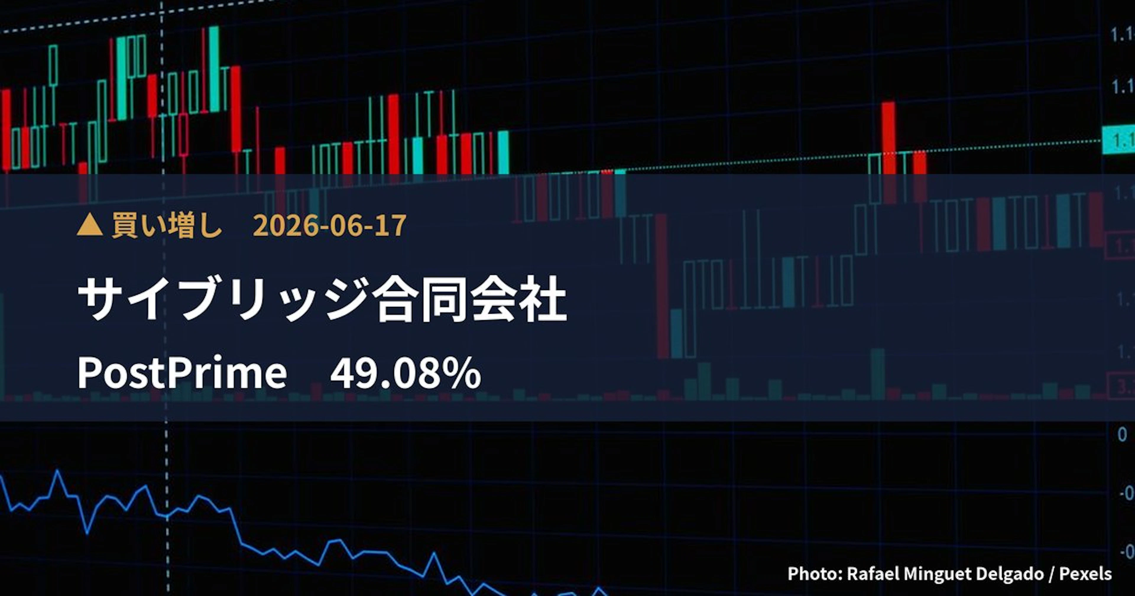 PostPrime（198A）、サイブリッジ合同会社が保有比率49.08%に引き上げ｜大量保有報告書