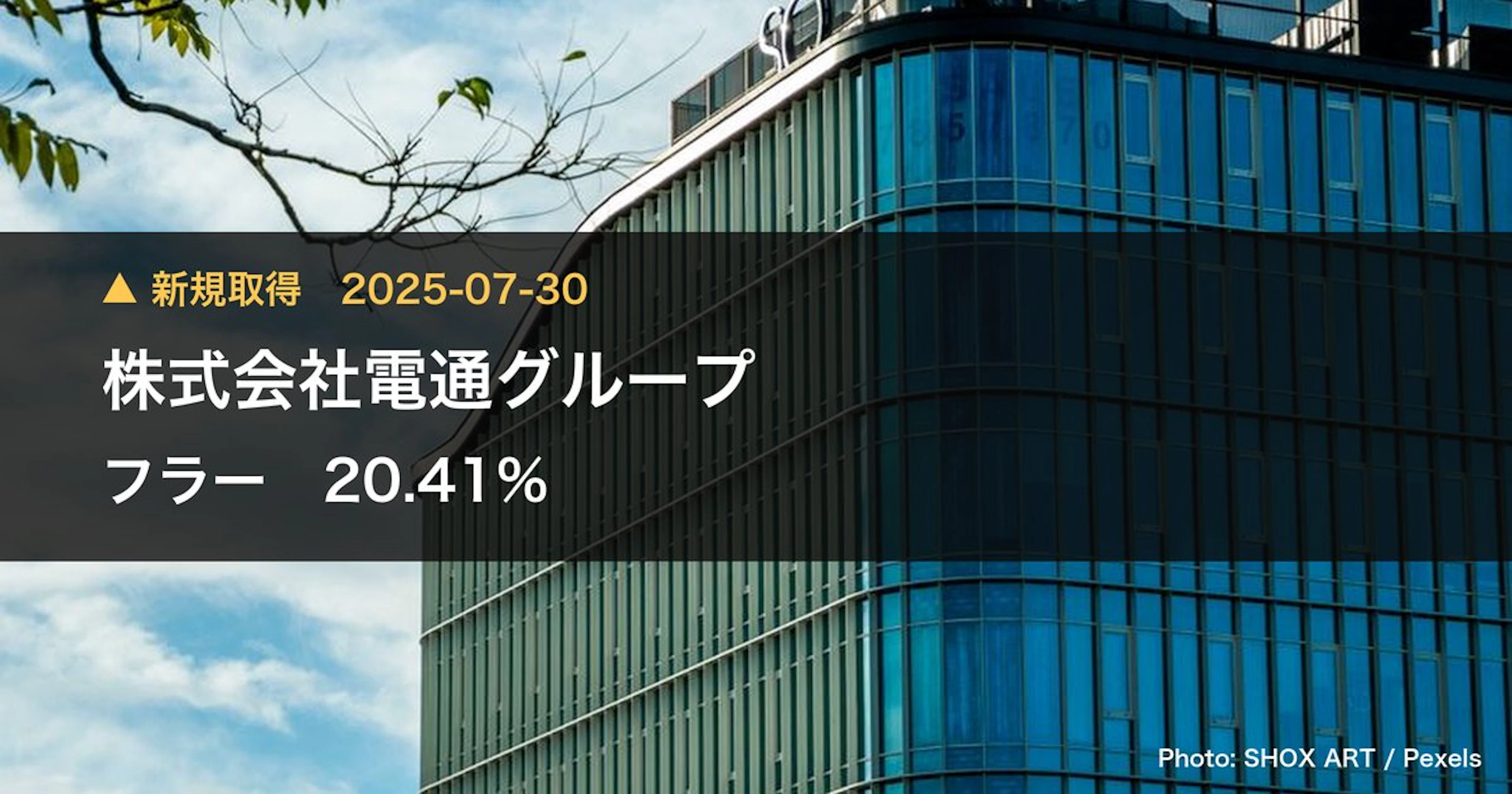 フラー（387A）、株式会社電通グループが20.41%を新規保有｜大量保有報告書