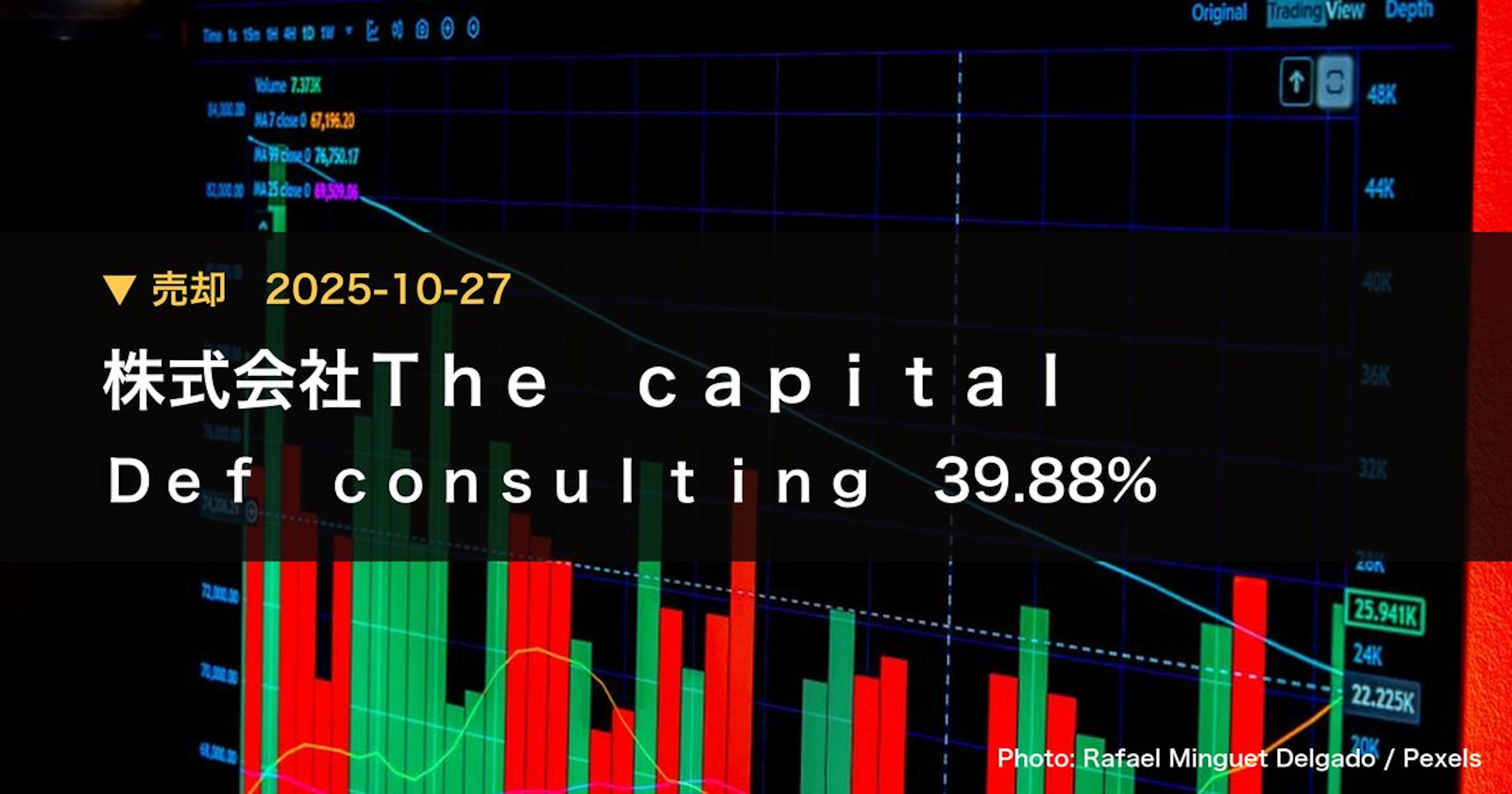 Def consulting（4833）、株式会社The capitalが保有比率39.88%に引き下げ｜大量保有報告書