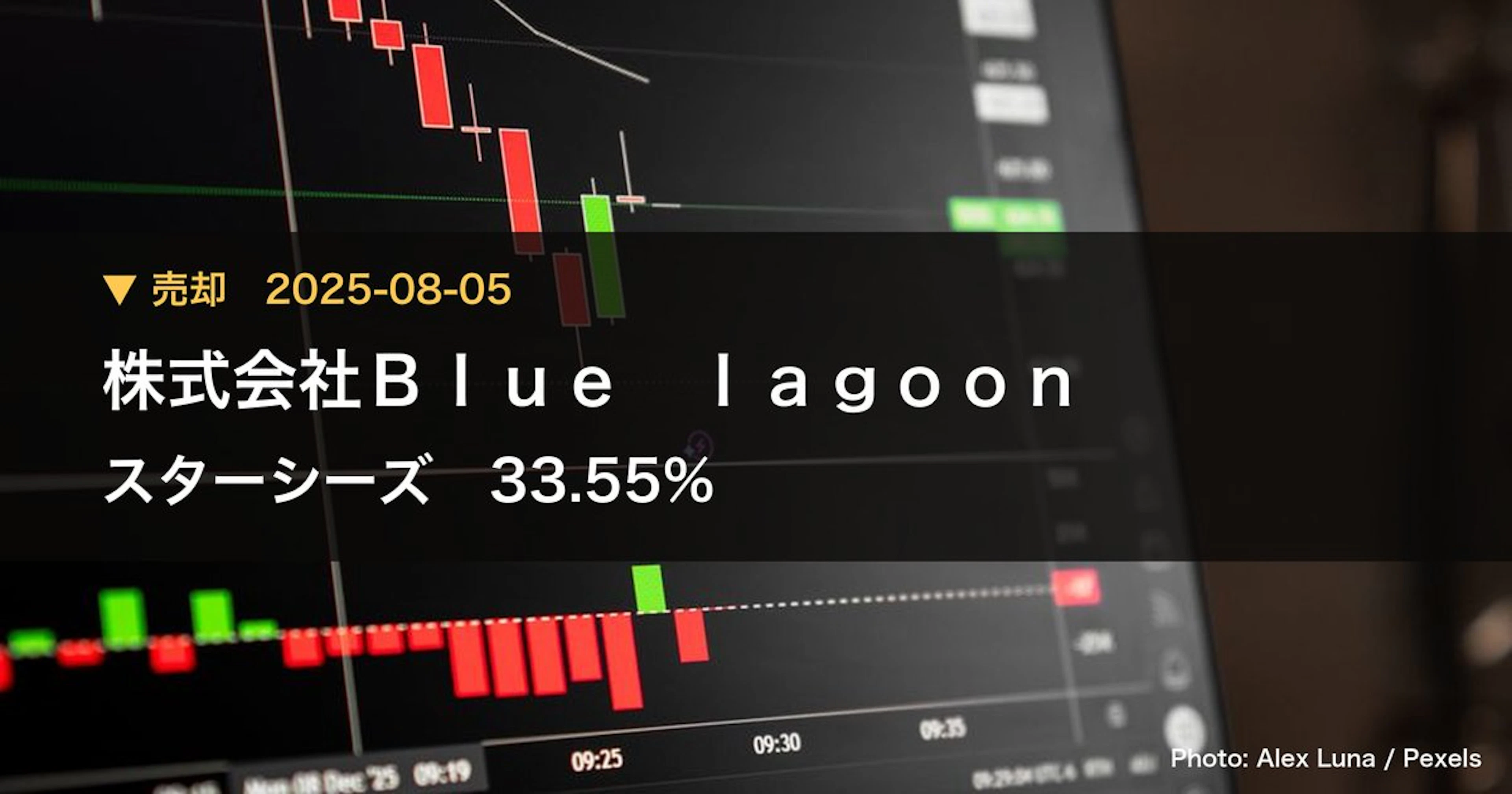 スターシーズ（3083）、株式会社Blue lagoonが保有比率33.55%に引き下げ｜大量保有報告書