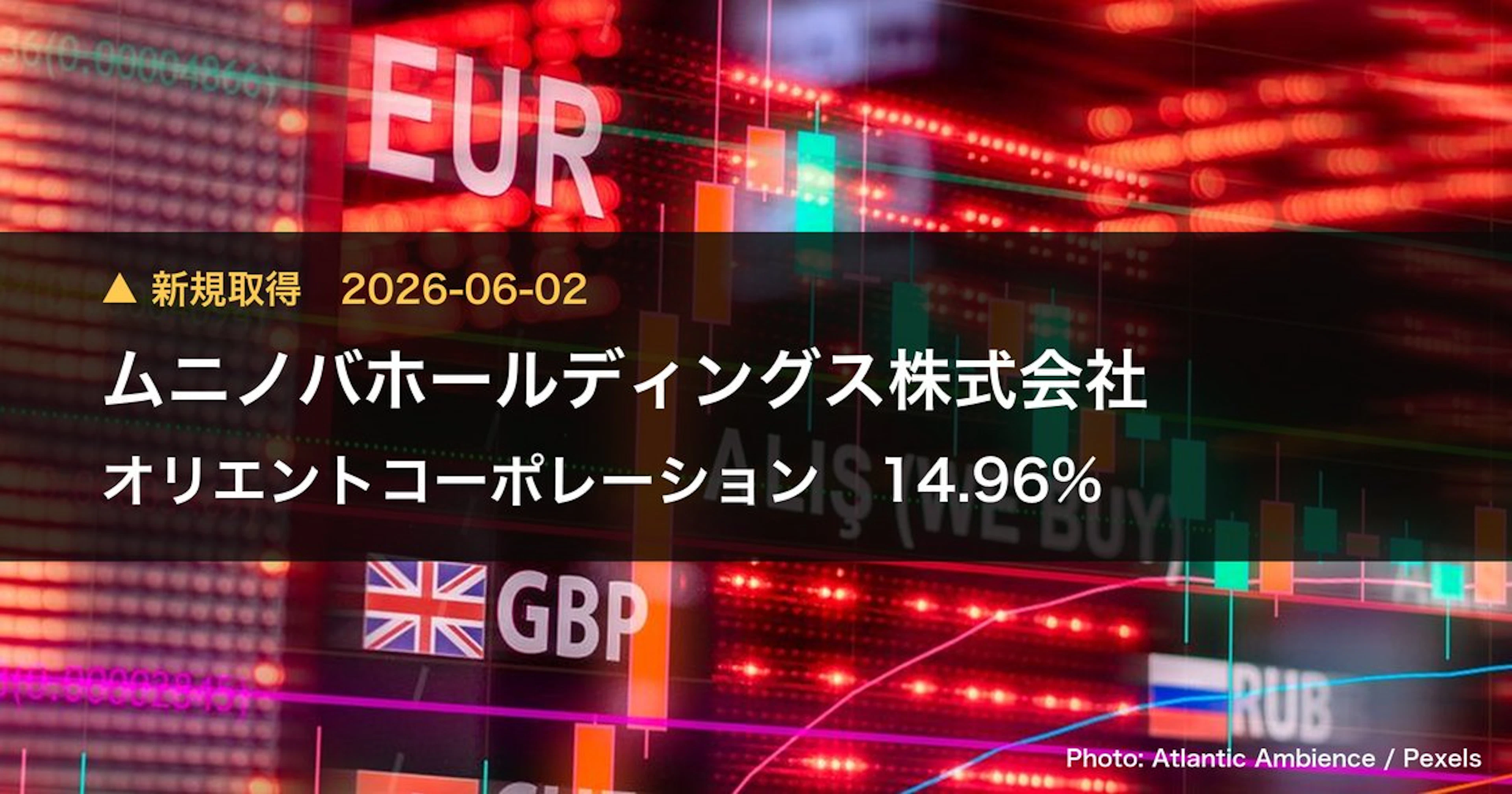 オリエントコーポレーション（8585）、ムニノバホールディングス株式会社が14.96%を新規保有｜大量保有報告書