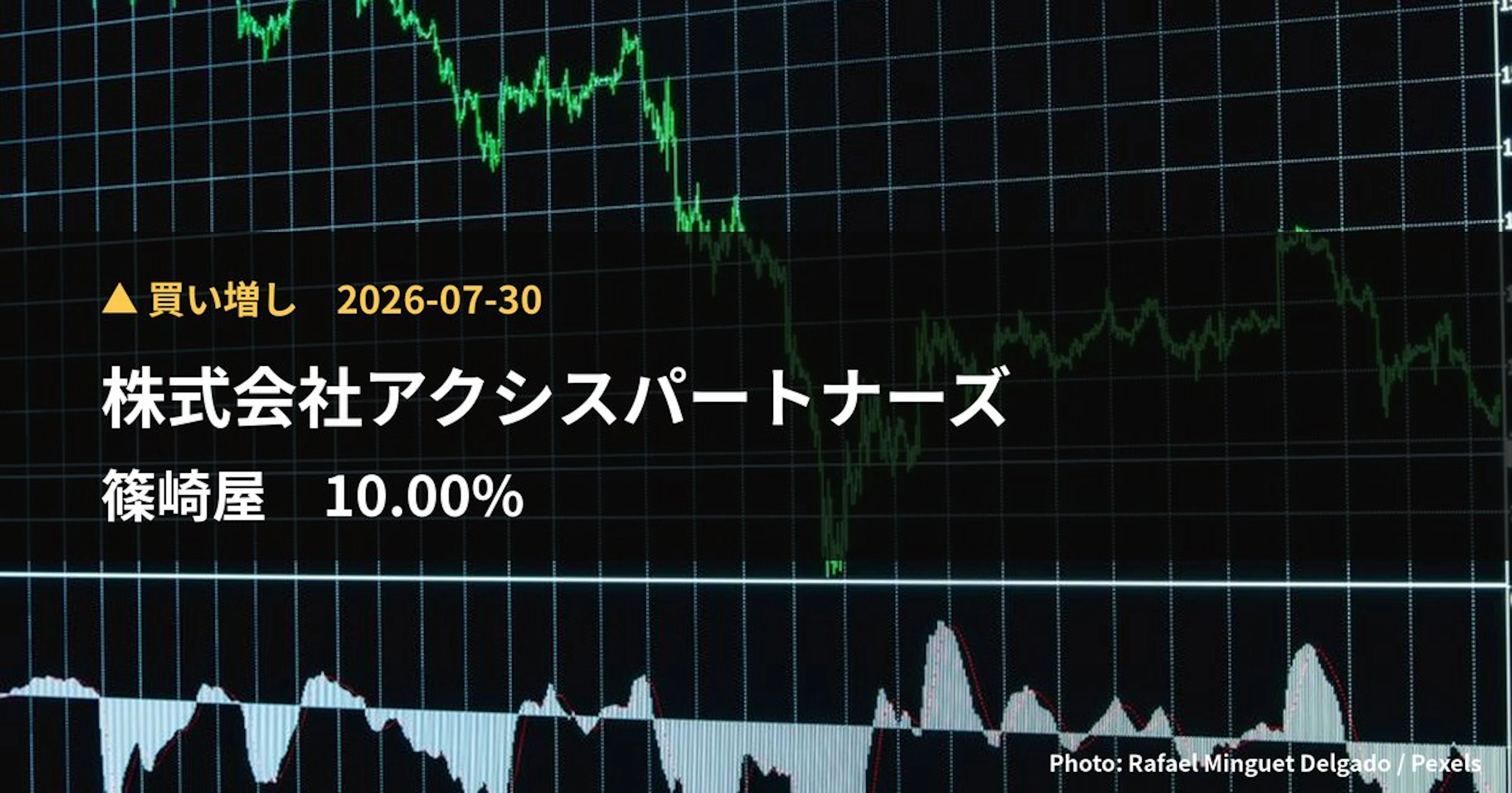 篠崎屋（2926）、株式会社アクシスパートナーズが保有比率10%に引き上げ｜大量保有報告書