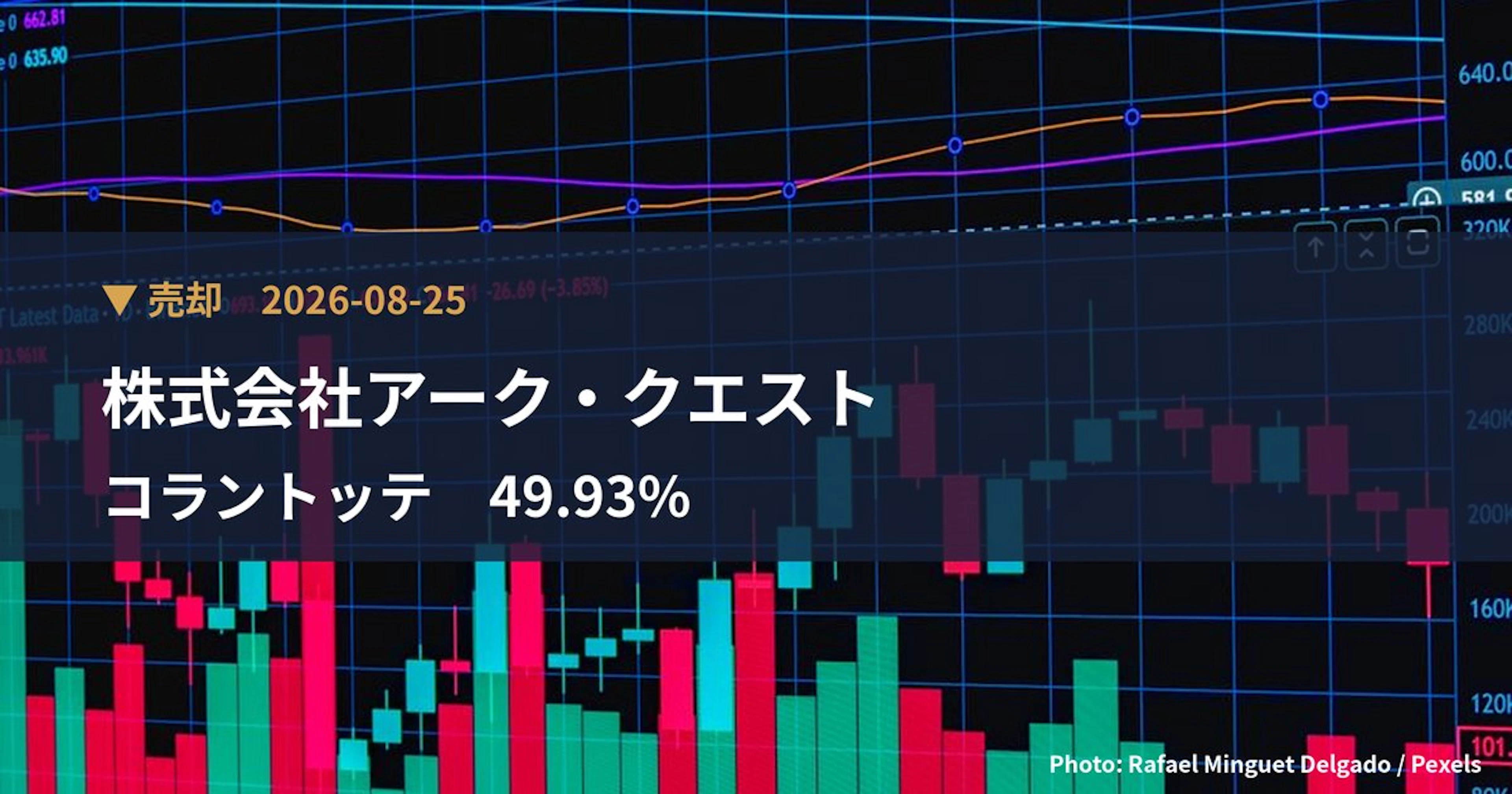 コラントッテ（7792）、株式会社アーク・クエストが保有比率49.93%に引き下げ｜大量保有報告書
