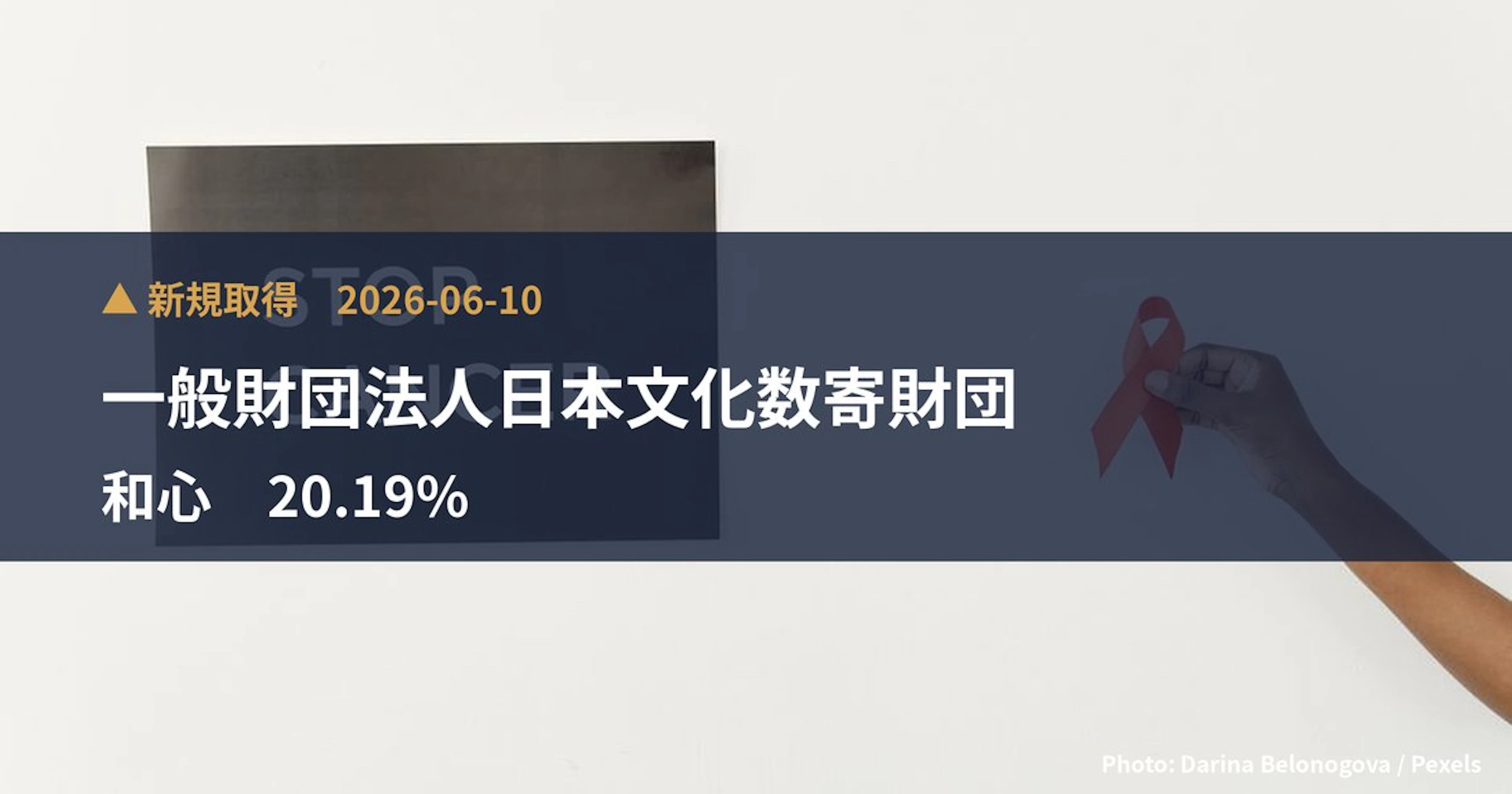 和心（9271）、一般財団法人日本文化数寄財団が20.19%を新規保有｜大量保有報告書