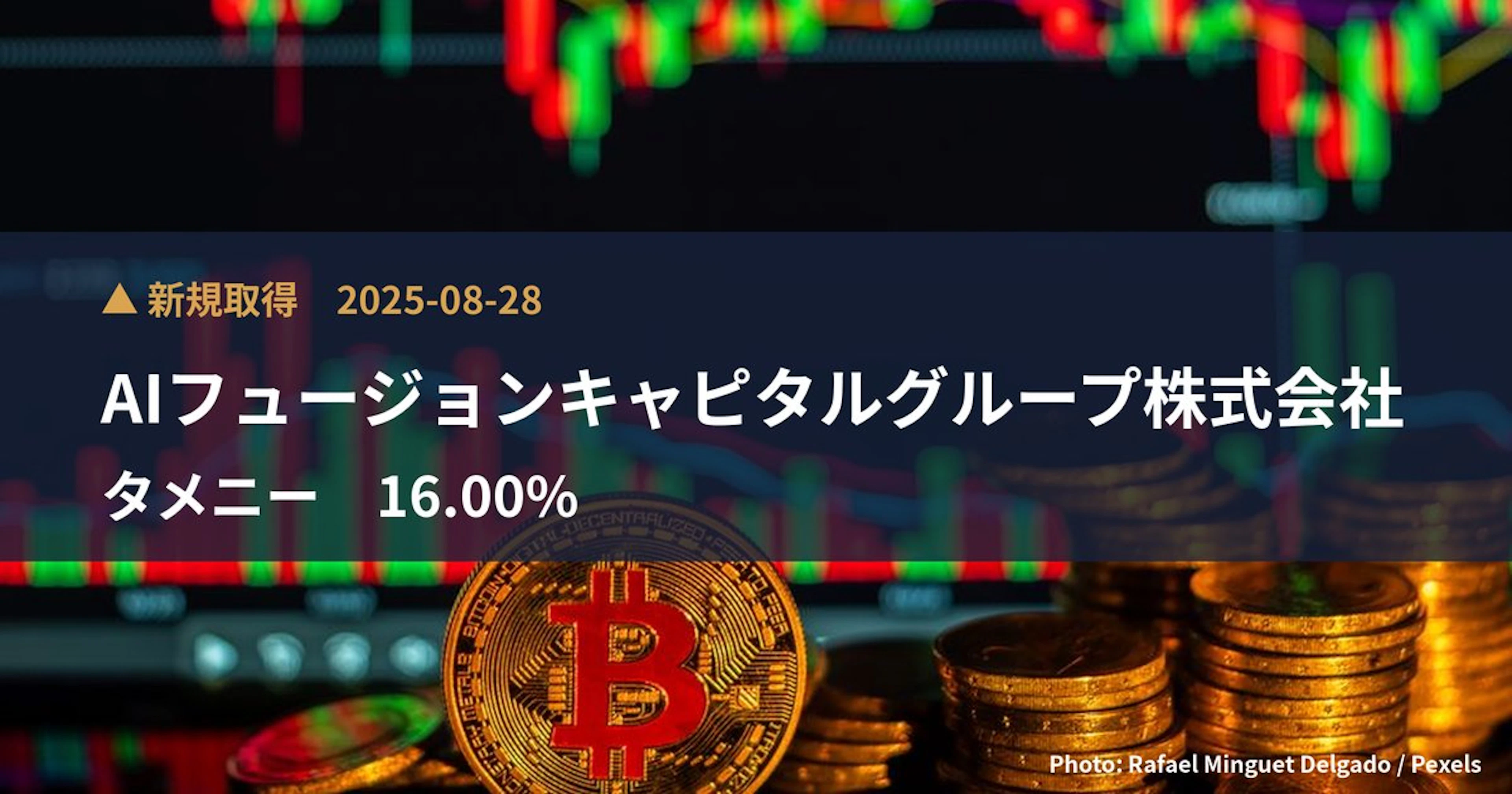タメニー（6181）、AIフュージョンキャピタルグループ株式会社が16%を新規保有｜大量保有報告書