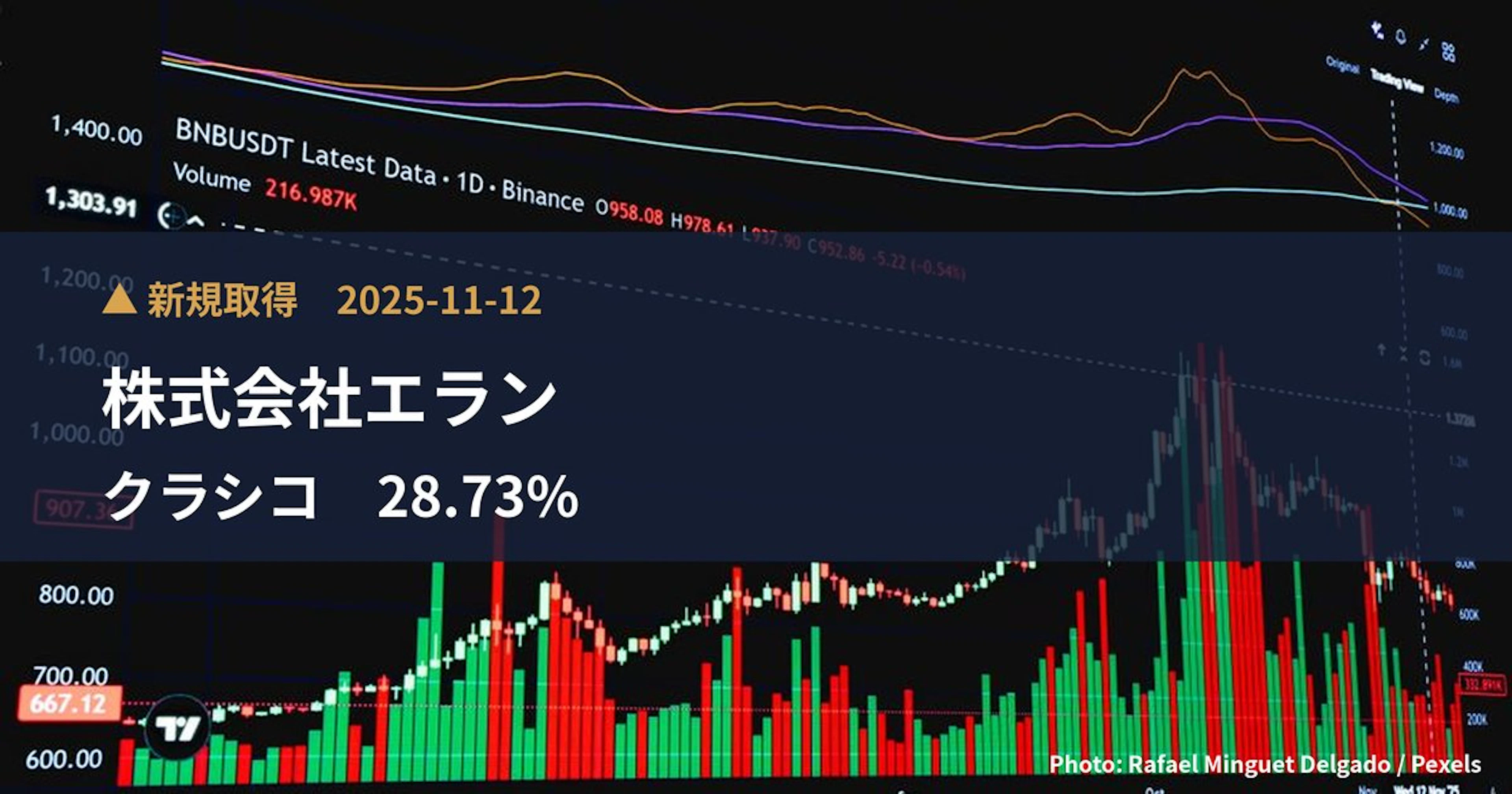 クラシコ(442A)、株式会社エランが28.73%を新規保有|大量保有報告書