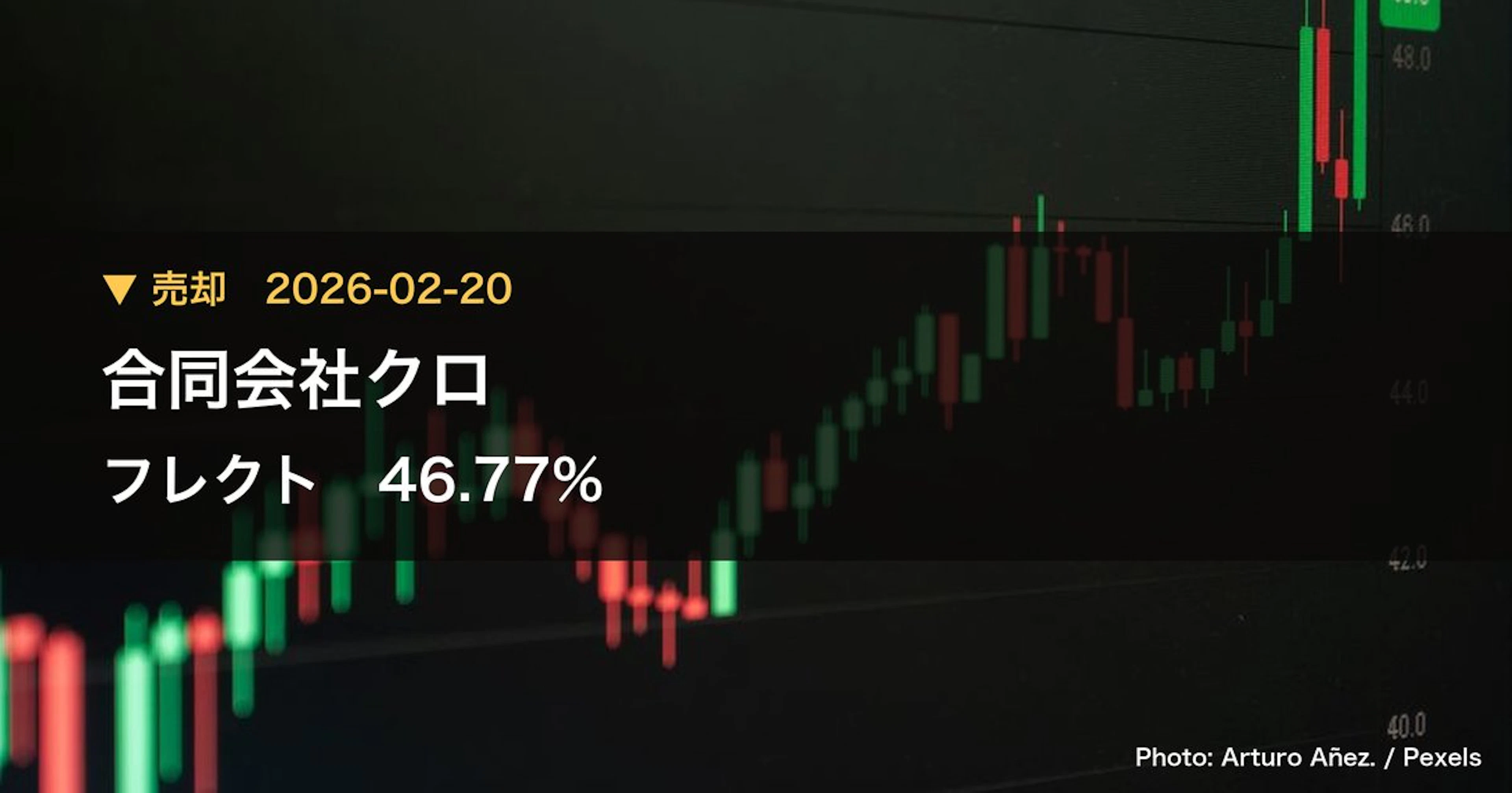 フレクト（4414）、合同会社クロが保有比率46.89%に引き下げ｜大量保有報告書