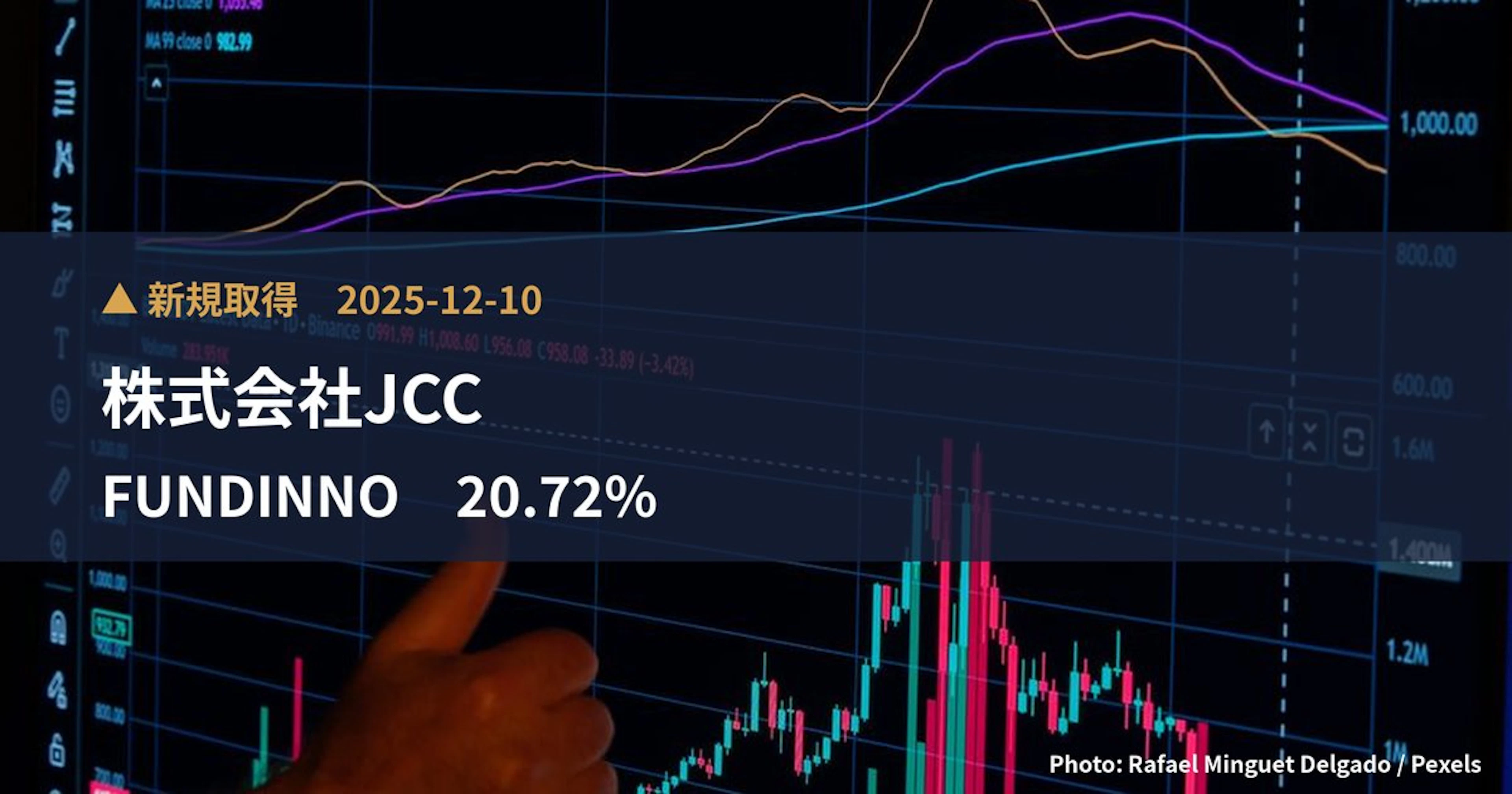 FUNDINNO（462A）、株式会社JCCが20.72%を新規保有｜大量保有報告書