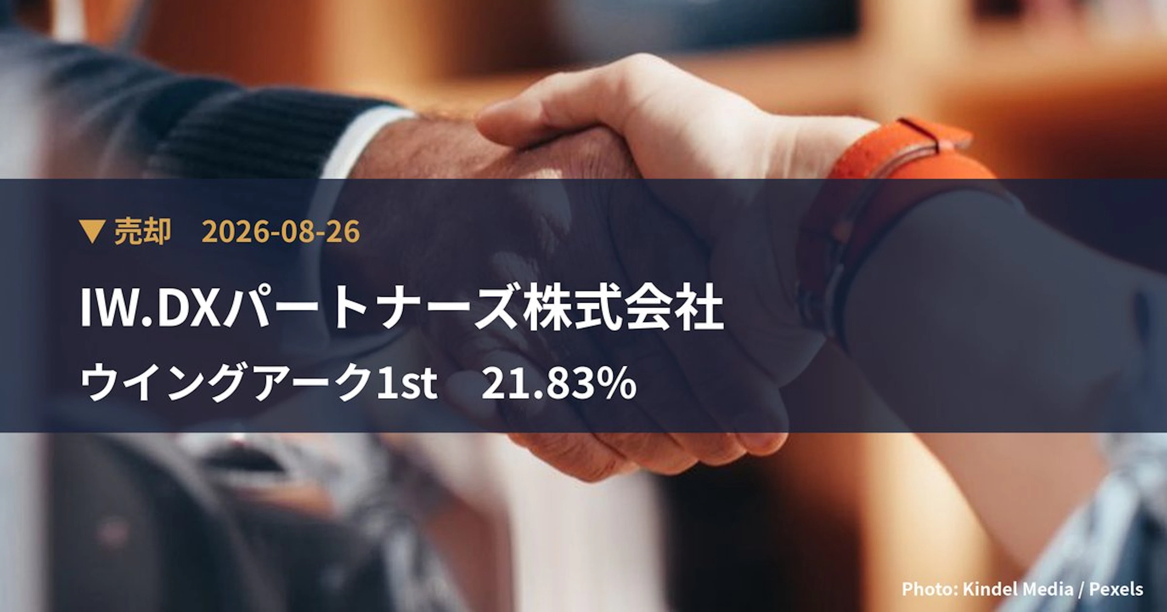 ウイングアーク1st（4432）、IW.DXパートナーズ株式会社が保有比率21.83%に引き下げ｜大量保有報告書