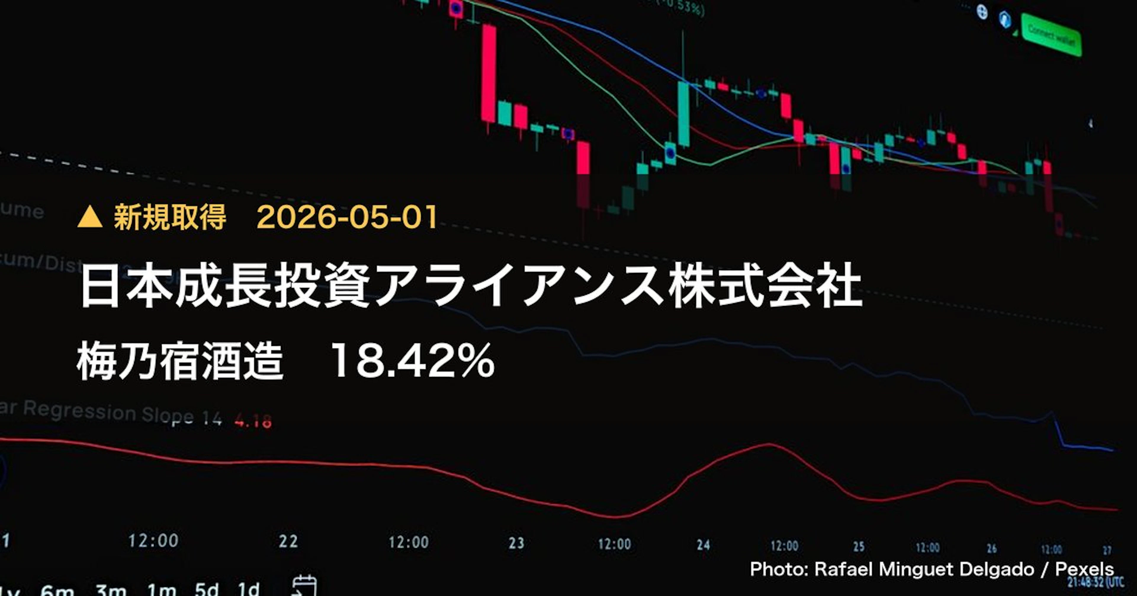 梅乃宿酒造（559A）、日本成長投資アライアンス株式会社が18.42%を新規保有｜大量保有報告書