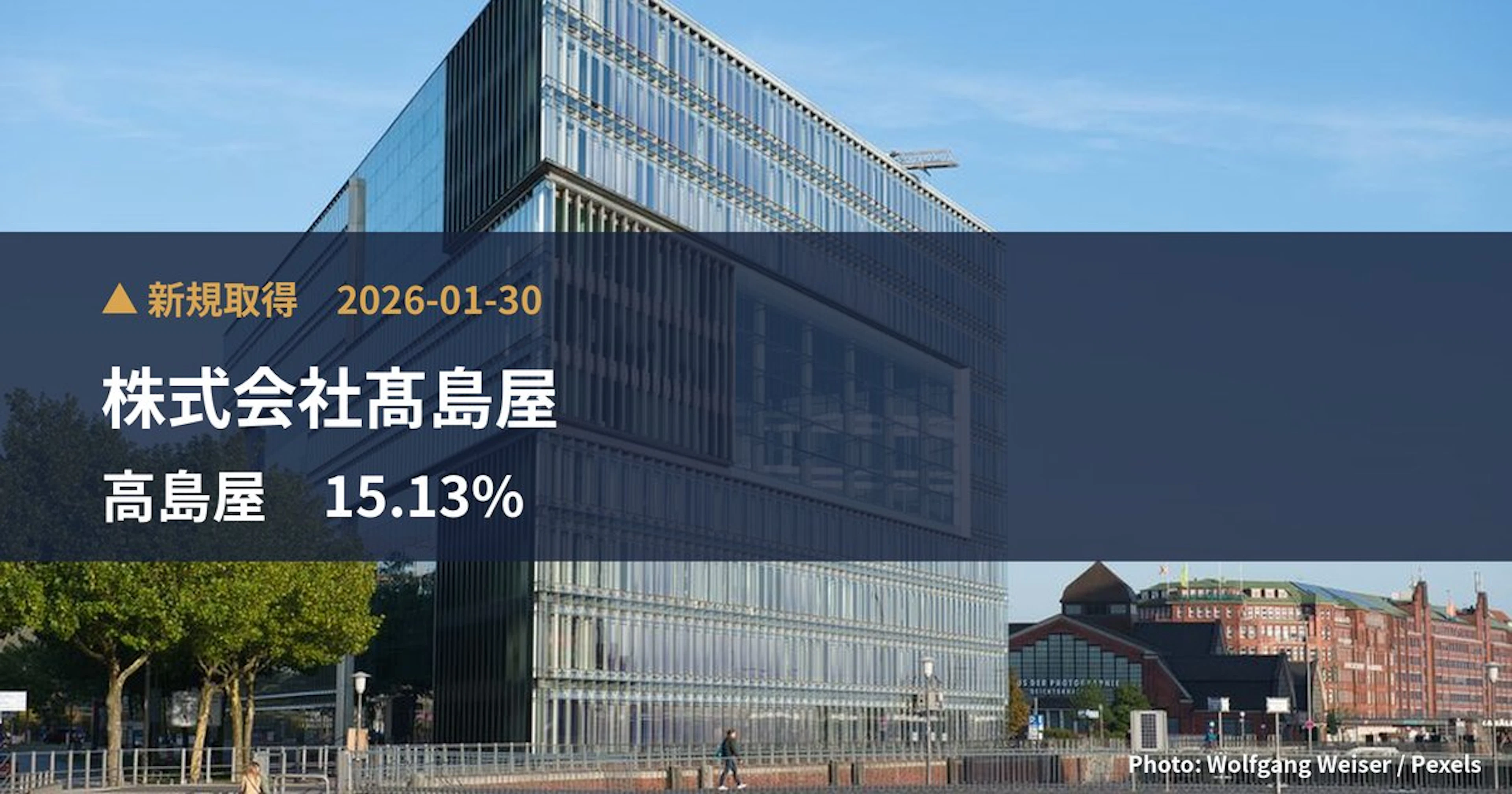 高島屋(8233)、株式会社髙島屋が15.13%を新規保有|大量保有報告書