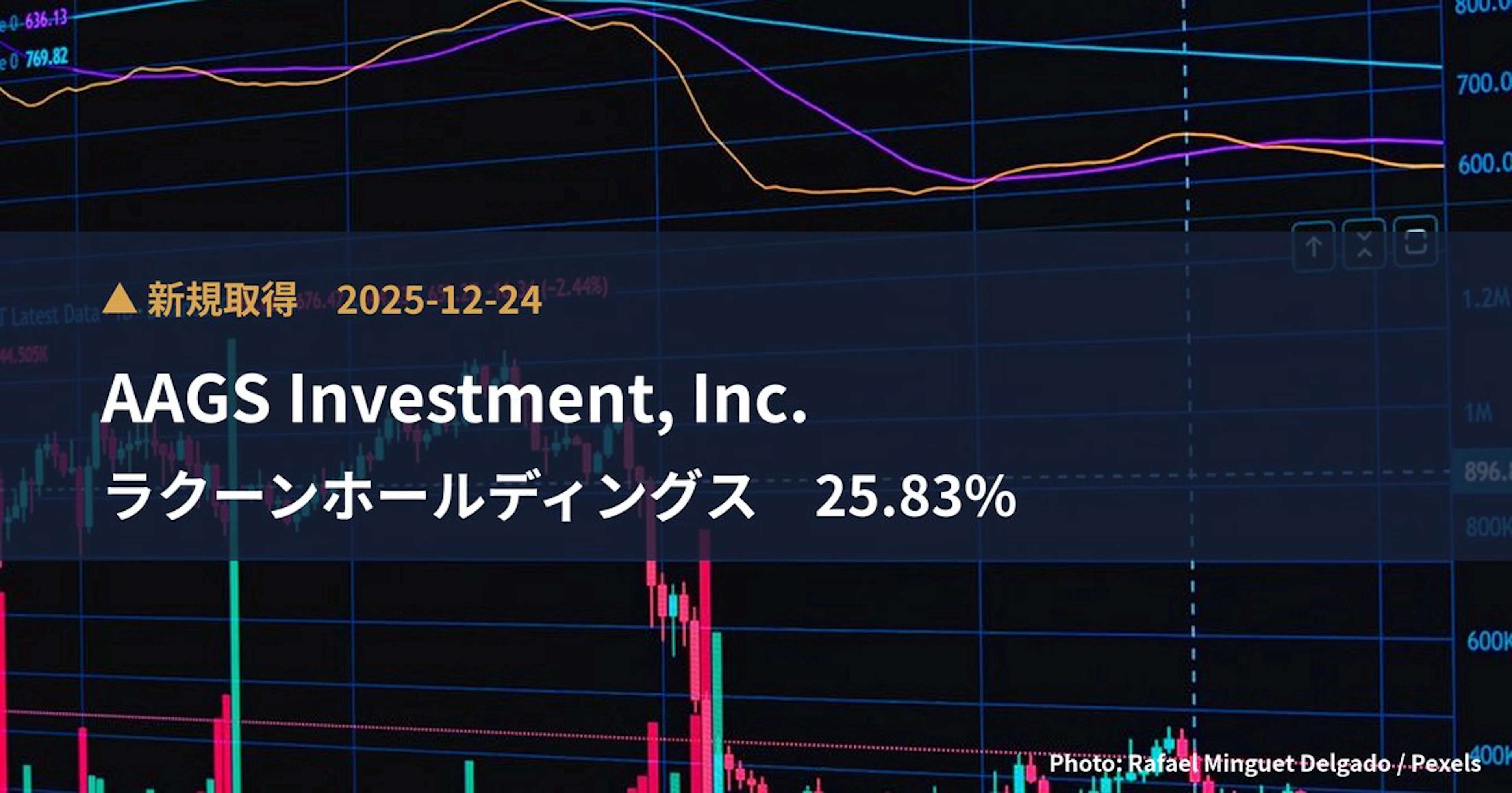 ラクーンホールディングス（3031）、AAGS Investment, Inc.が25.83%を新規保有｜大量保有報告書