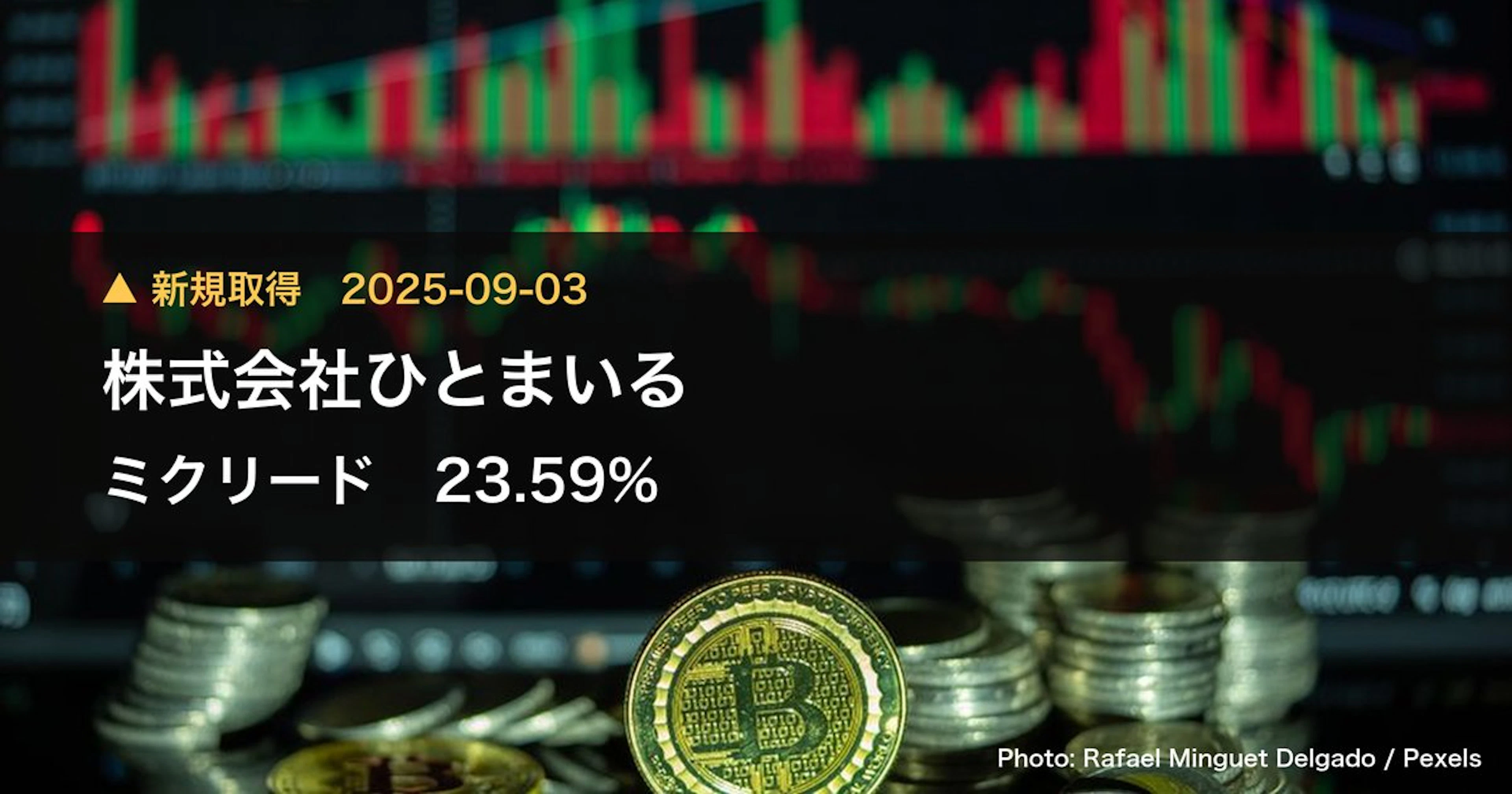 ミクリード(7687)、株式会社ひとまいるが23.59%を新規保有|大量保有報告書