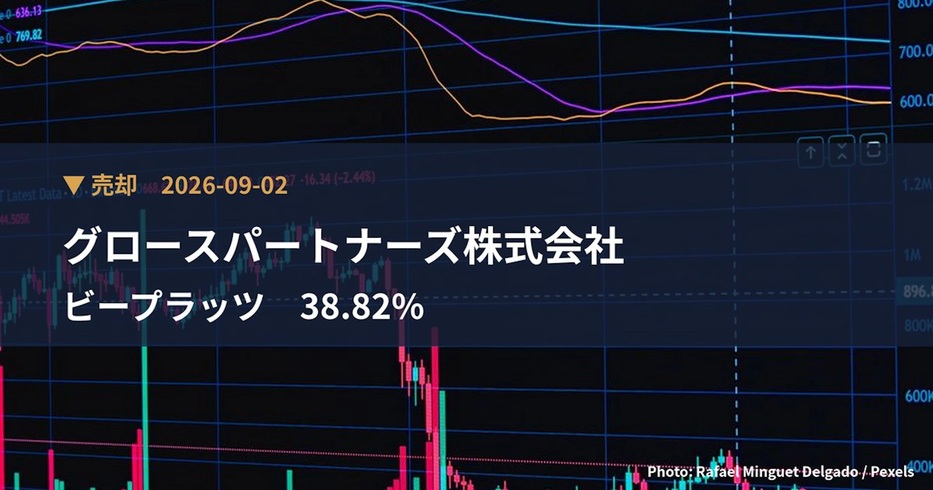 ビープラッツ（4381）、グロースパートナーズ株式会社が保有比率38.82%に引き下げ｜大量保有報告書