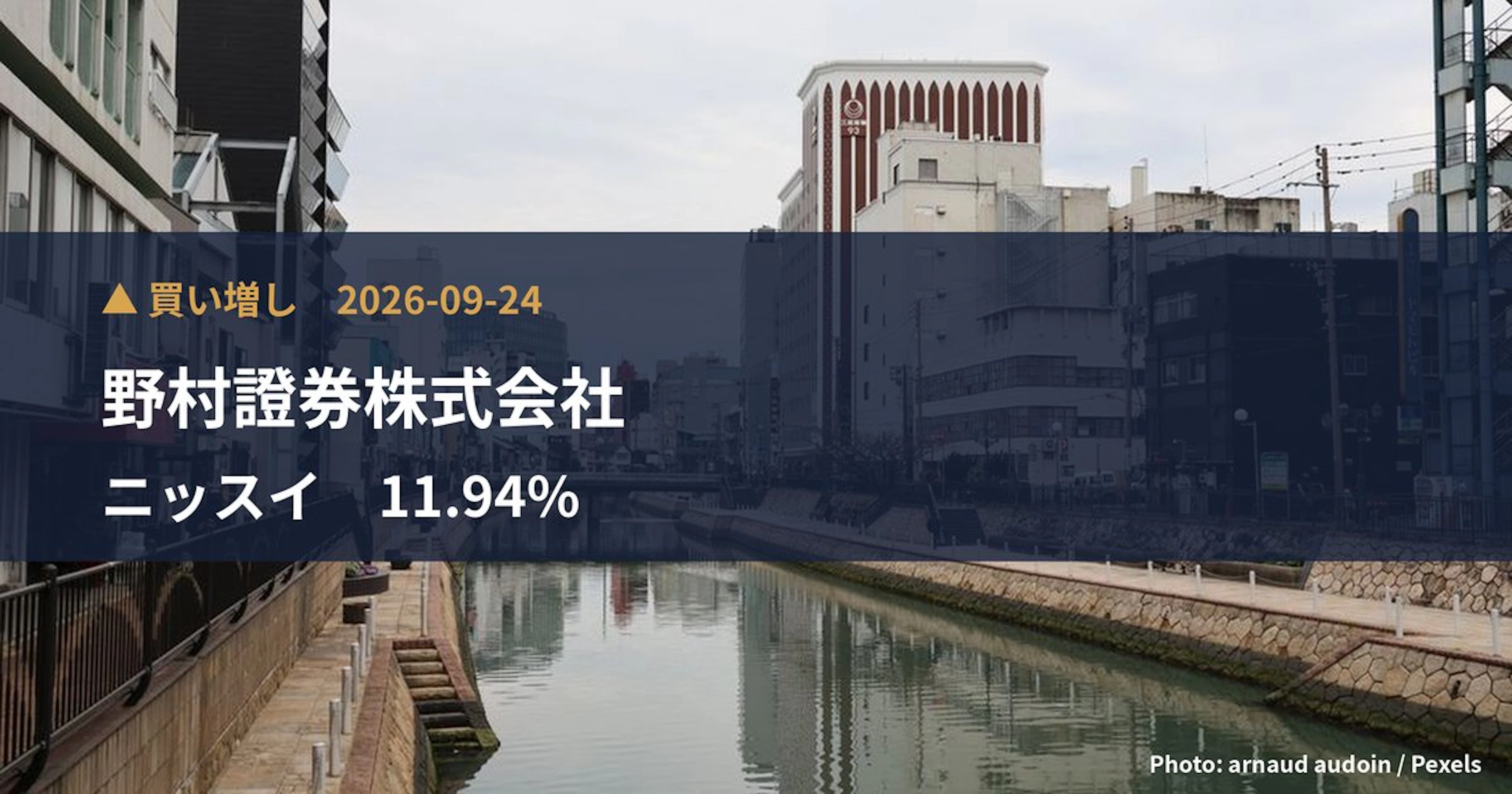 ニッスイ（1332）、野村證券株式会社が保有比率11.94%に引き上げ｜大量保有報告書
