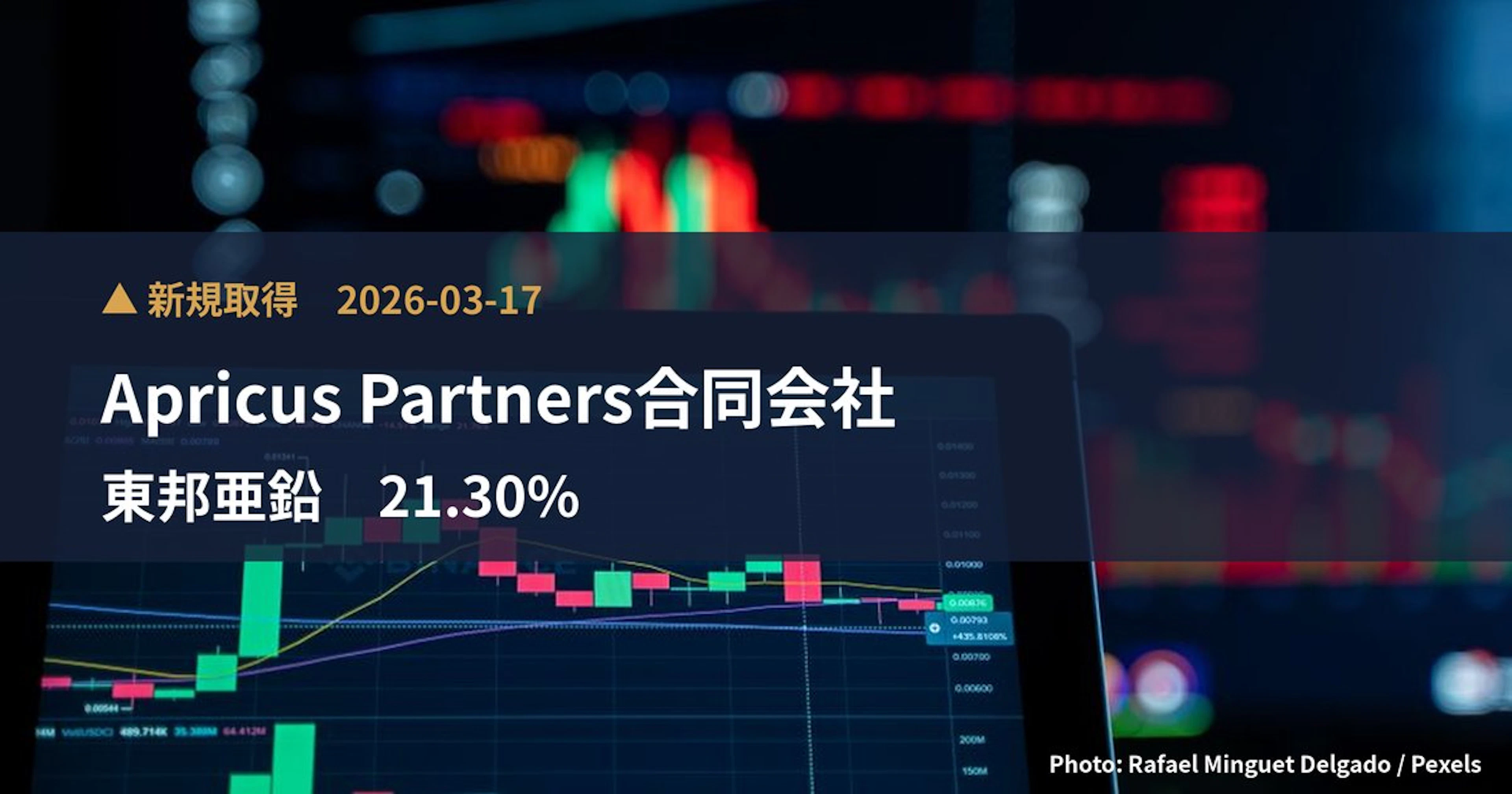 東邦亜鉛（5707）、Apricus Partners合同会社が21.3%を新規保有｜大量保有報告書