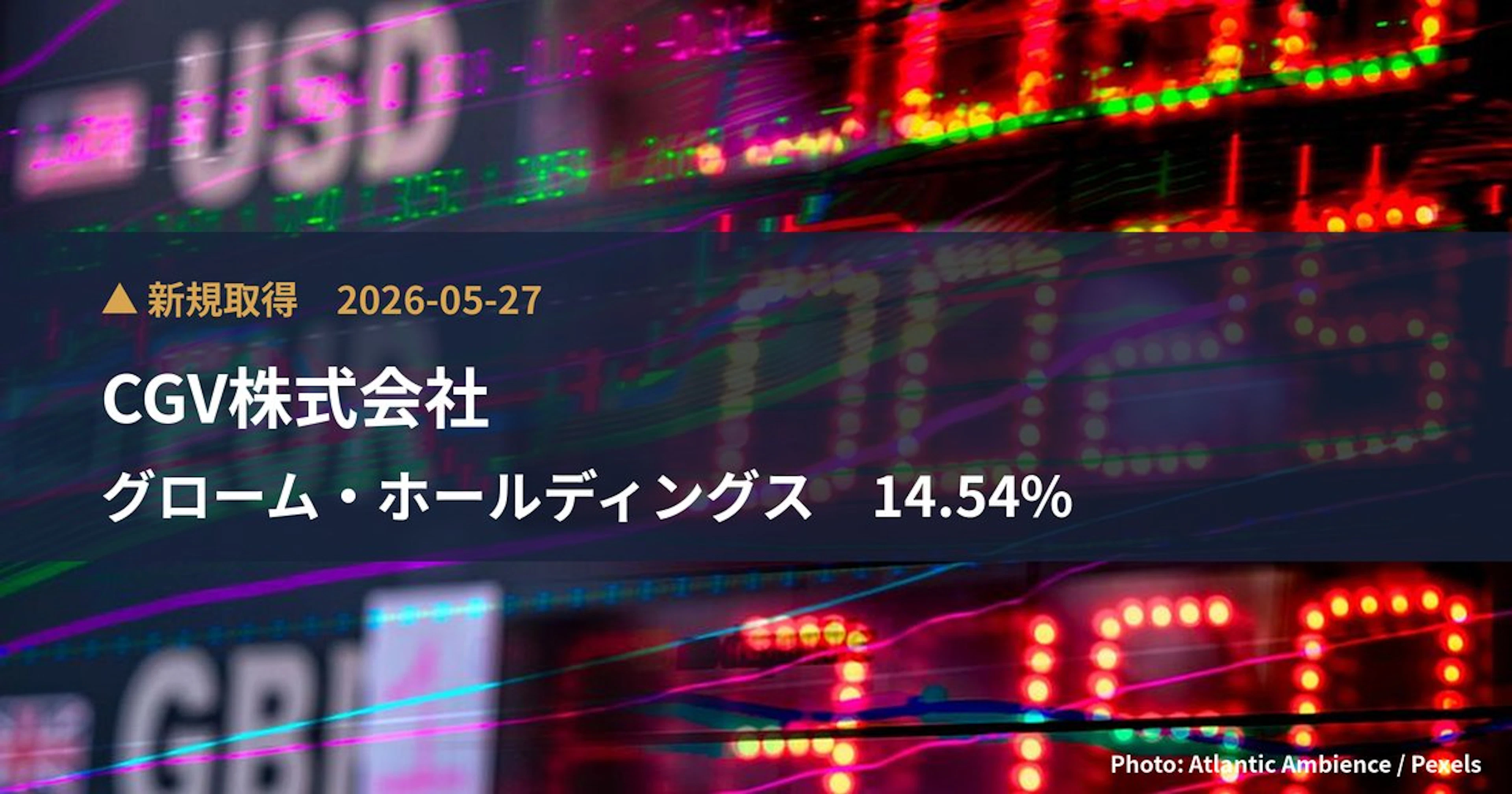 グローム・ホールディングス（8938）、CGV株式会社が16.78%を新規保有｜大量保有報告書