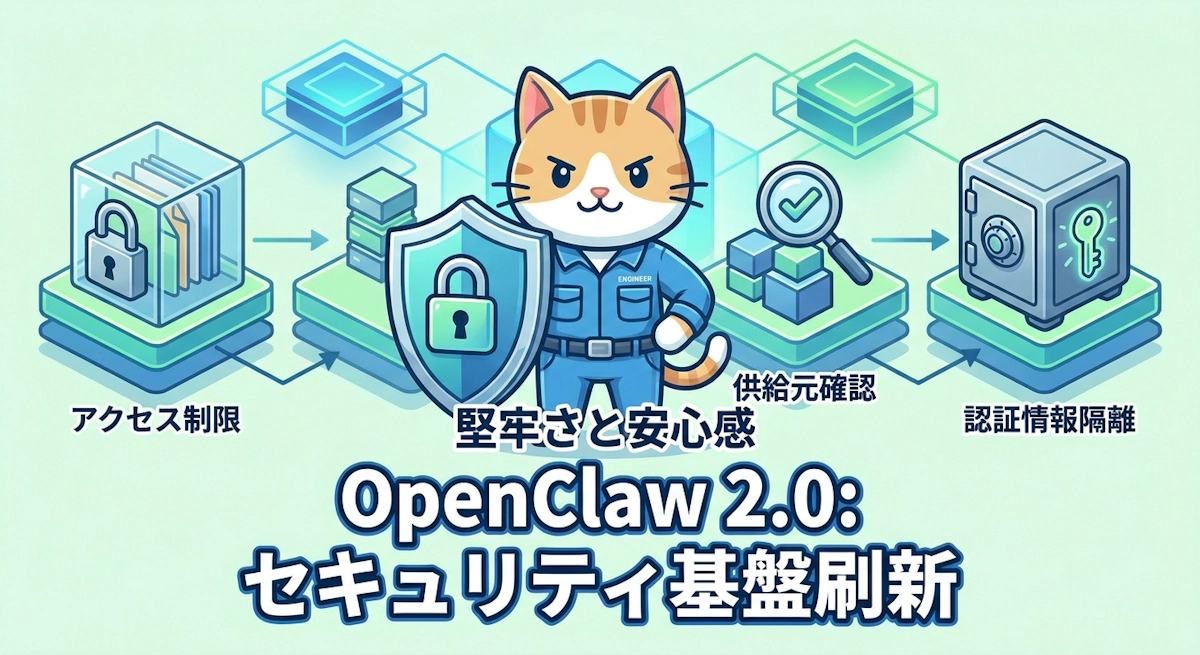 開発を7週間止めたOpenClaw 2.0が示すAIエージェントの防御設計 セッション権限とプラグイン信頼と認証情報ストア