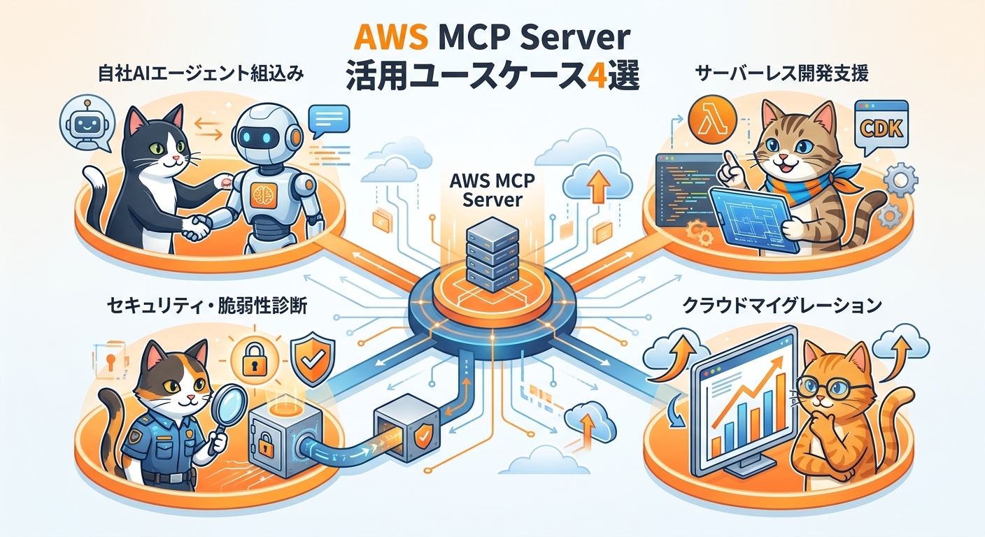 AWS MCP Server 活用ユースケース4選 サーバーレス開発支援 クラウドマイグレーション セキュリティ脆弱性診断 自社AIエージェント組込み