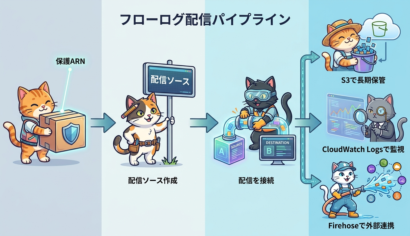 Shield Advanced 攻撃フローログの配信パイプライン構成図