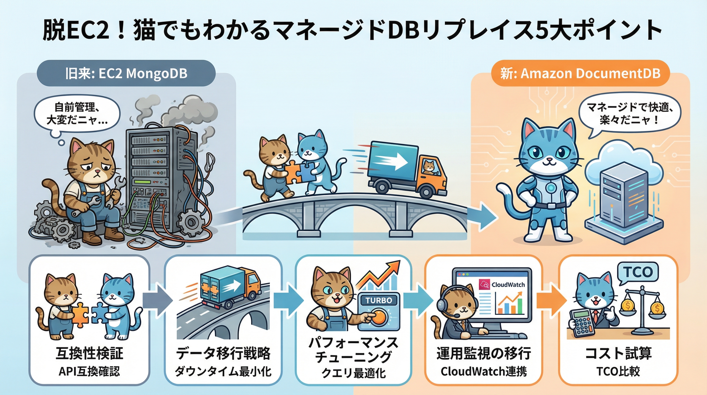 DocumentDB移行のベストプラクティスとポイントのインフォグラフィック
