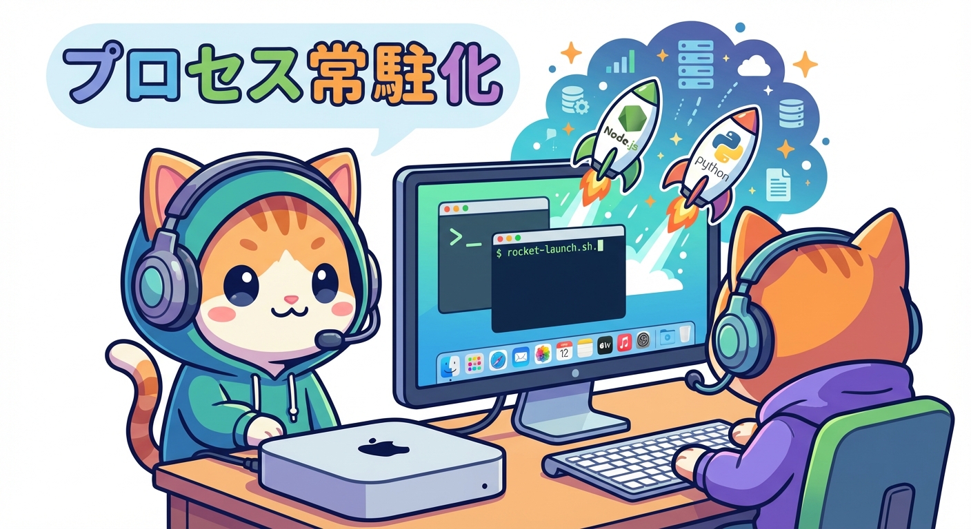 macOSでNode.js/Pythonプロセスを常駐化する — LaunchAgent vs pm2 を実務視点で比較