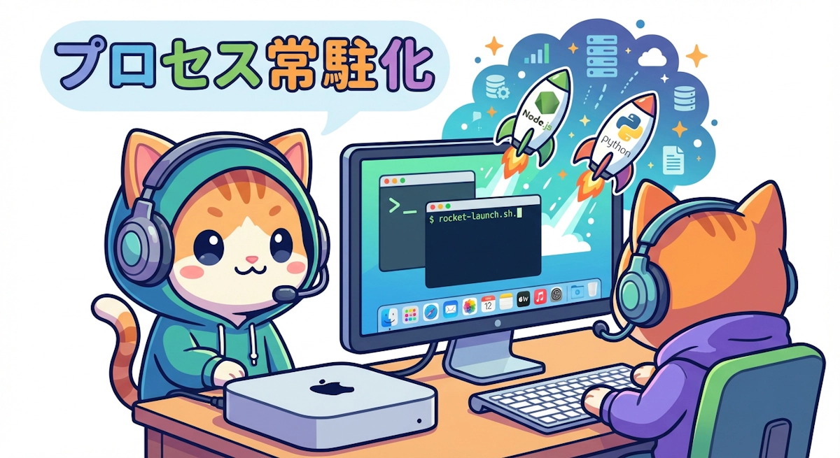 macOSでNode.js/Pythonプロセスを常駐化する — LaunchAgent vs pm2 を実務視点で比較