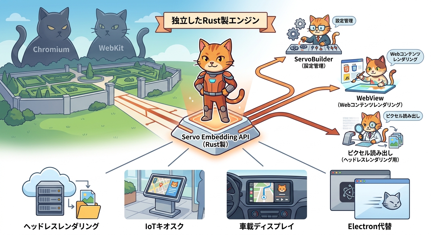 Servoのユースケースとエコシステムへのインパクトのインフォグラフィック