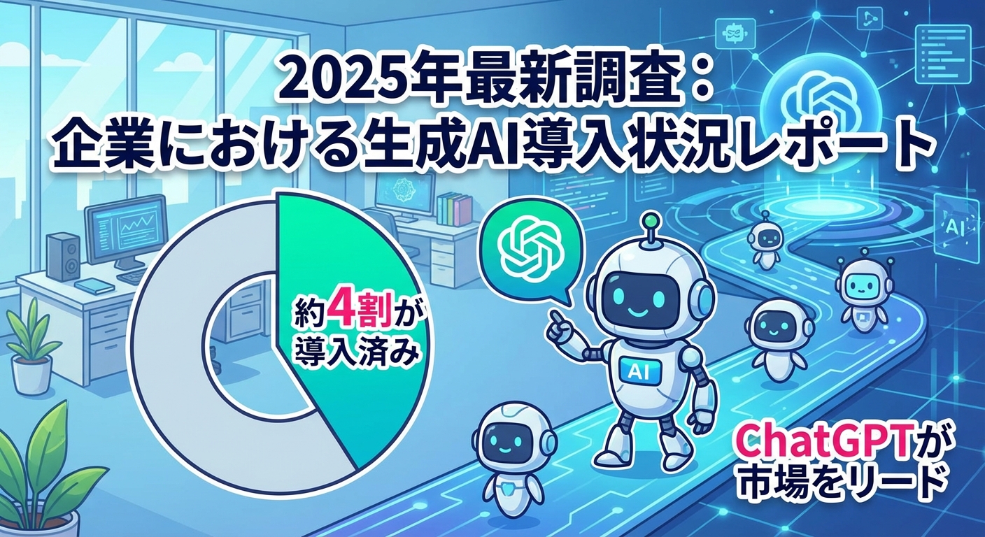【2025年最新調査】企業における生成AI導入状況レポート｜約4割が導入済み、ChatGPTが市場をリード