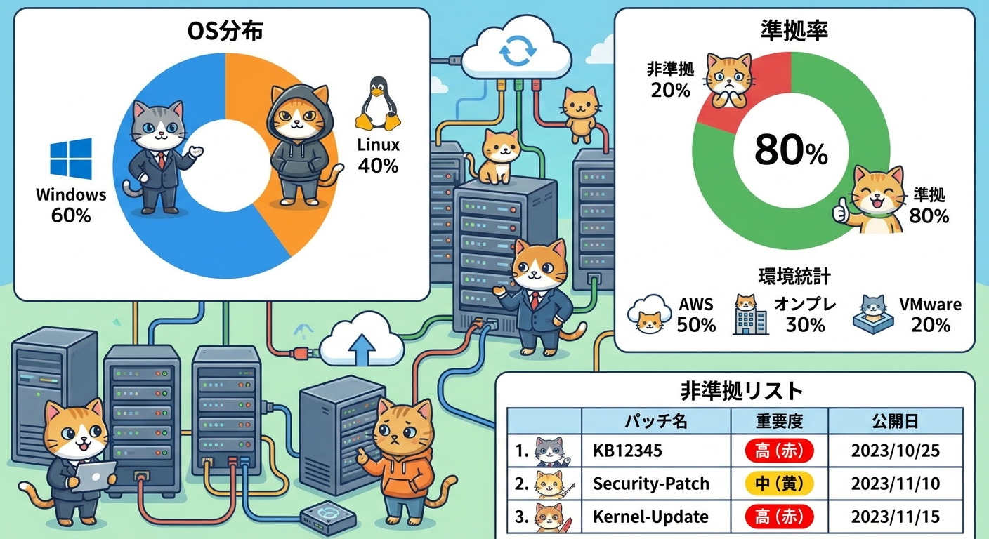 パッチコンプライアンスダッシュボードのイメージ