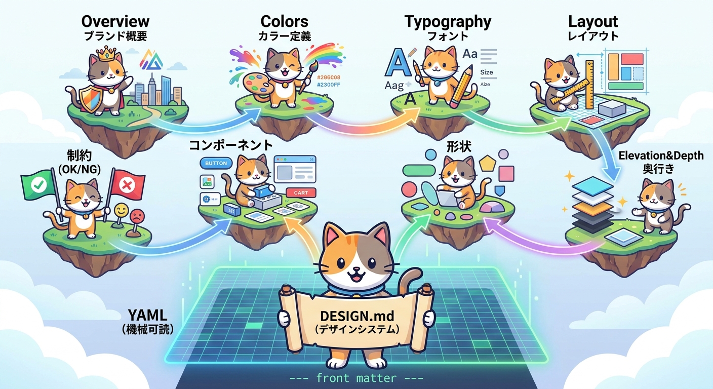 DESIGN.mdの8セクション構造