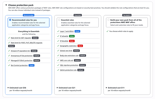 保護パックによる簡素化された AWS WAF ルールのデプロイ