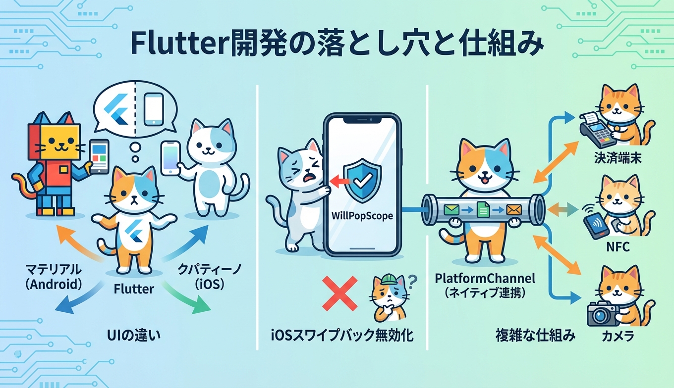 MaterialデザインとCupertinoの差異・PlatformChannel図解