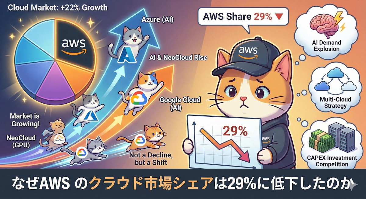 なぜAWSのクラウド市場シェアは29%に低下したのか