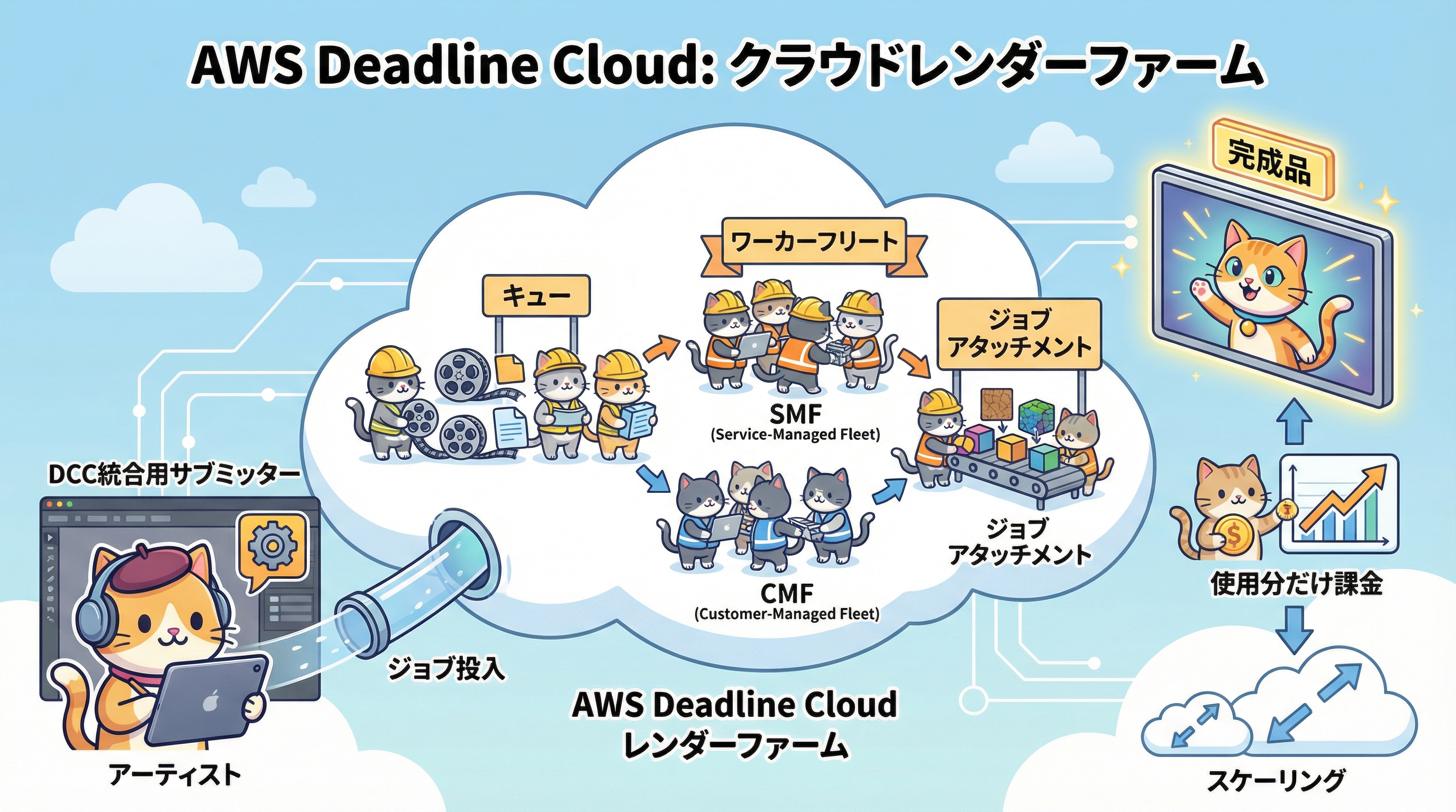 AWS Deadline Cloudのアーキテクチャ概要図