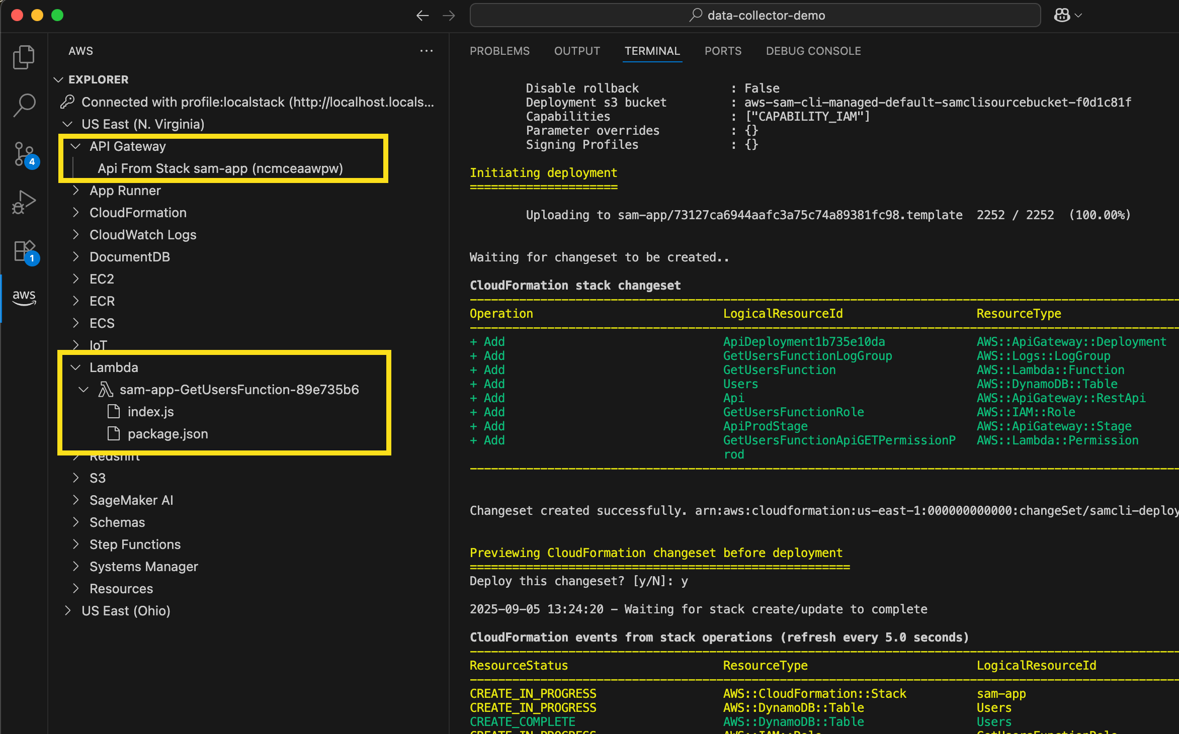 Lambda 関数にアクセスして、ローカルにデプロイした関数コードを編集