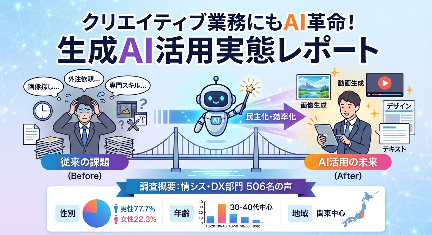 【506名調査】クリエイティブ業務でのAI活用｜画像・動画・デザイン生成の導入実態17%の現状と可能性