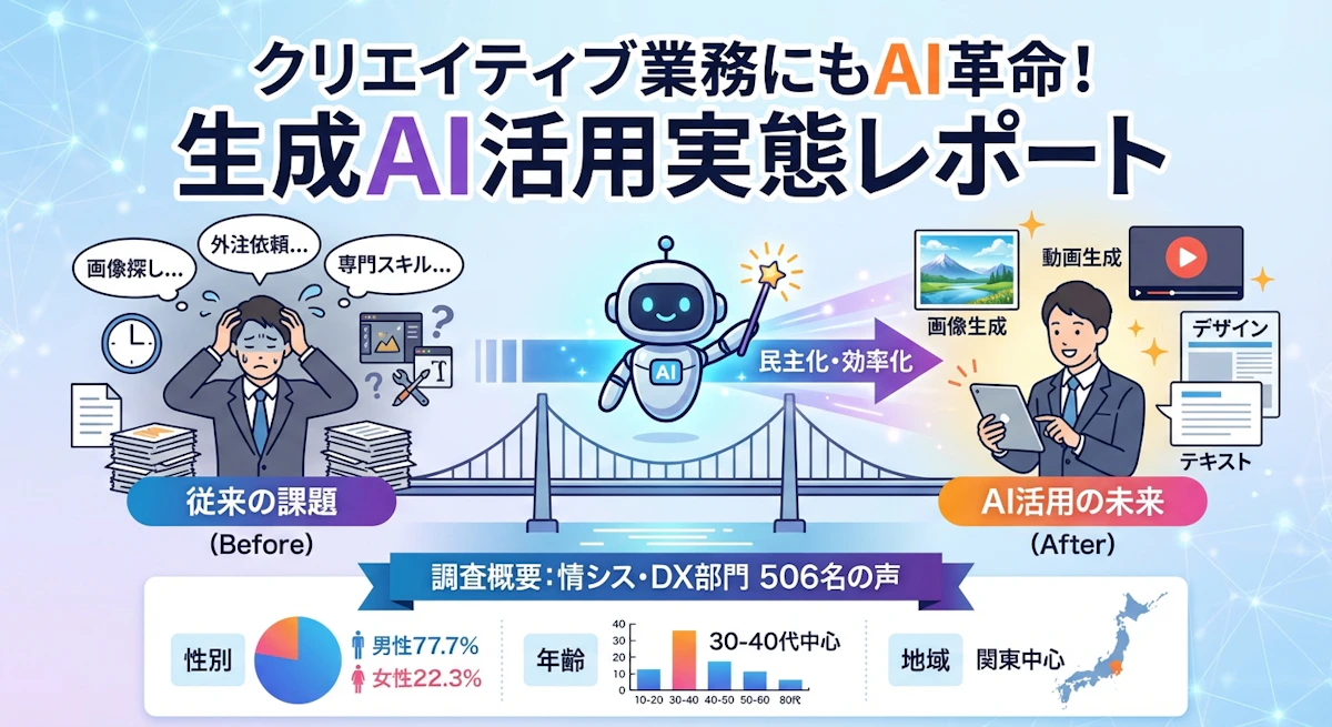 【506名調査】クリエイティブ業務でのAI活用｜画像・動画・デザイン生成の導入実態17%の現状と可能性
