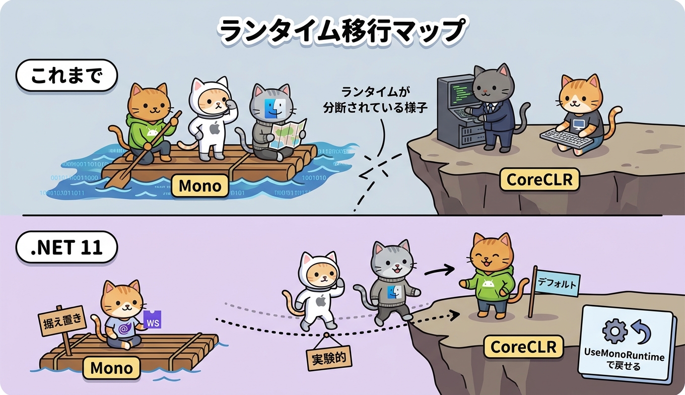 各プラットフォームのランタイム移行マップ