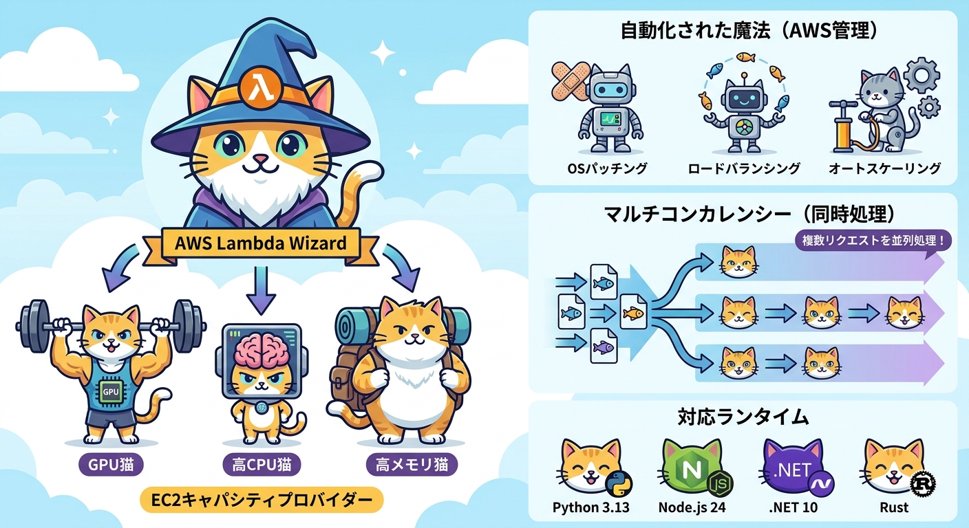 AWS Lambda Managed Instancesの仕組みと対応インスタンスタイプの図解